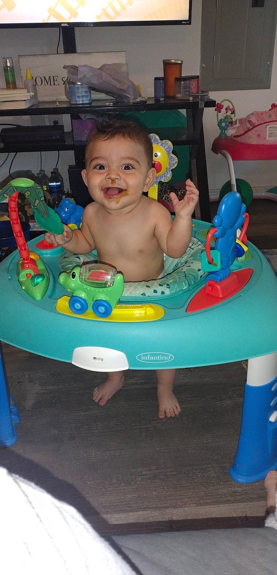 Liam is registered to the contest to win money with this photo: baby, baby_bathing, baby_products, baby_toddler_clothing, baby_toys, bathing, chair, cheek, child, event, fun, happy, head, leisure, person, play, recreation, sitting, smile, toddler