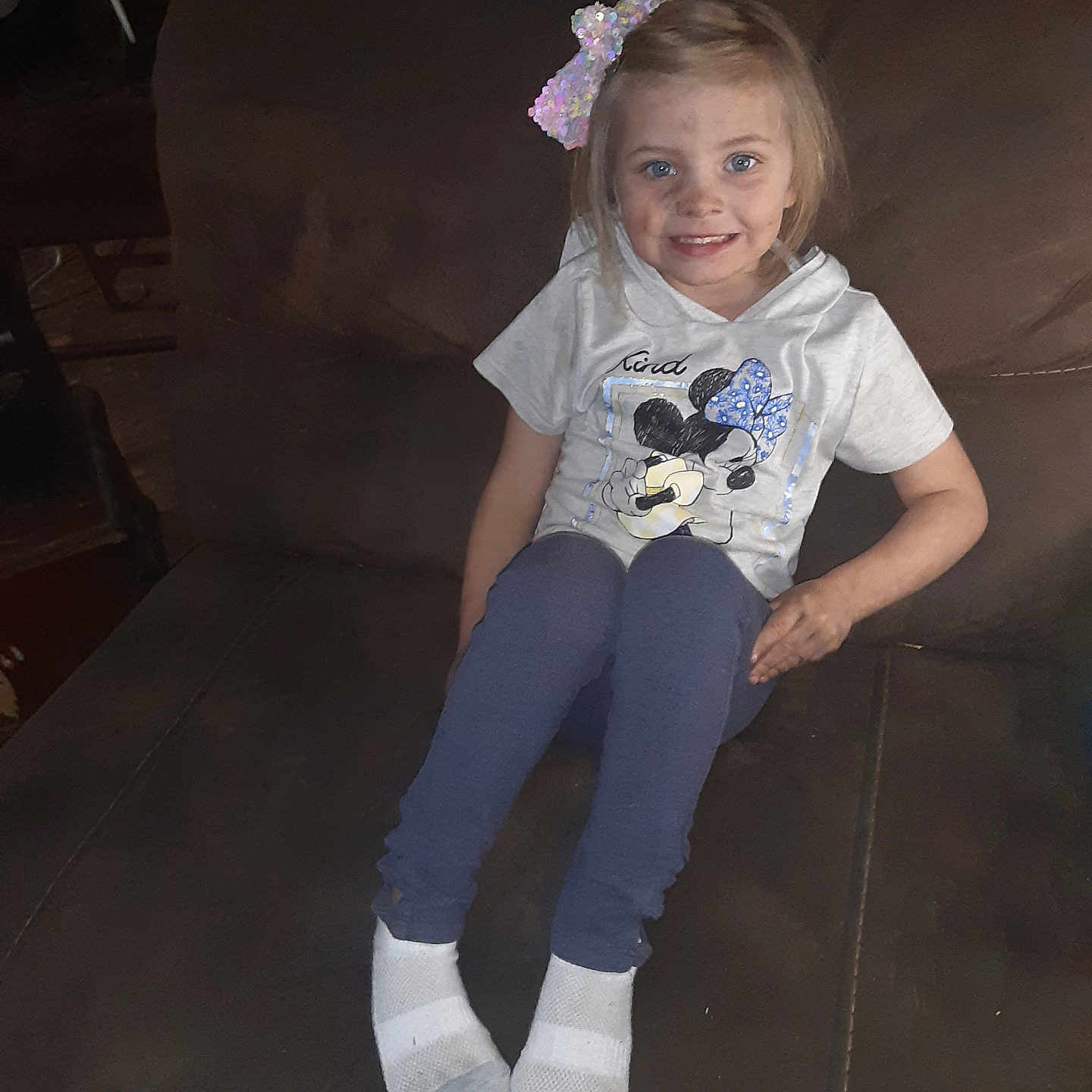 Marylea joined the competition — help win amazing prizes! bodypart, child, clothing, couch, face, female, footwear, furniture, girl, hat, head, hosiery, jeans, pants, person, photography, portrait, shoe, sock, t_shirt