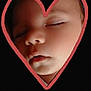 baby, black_background, calm, child, closeup, cute, eyelashes, face, head, heart_shape, infant, love, mouth, nose, peaceful, portrait, skin, sleeping, soft_light, tender