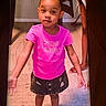 Arionna joined the competition — help win amazing prizes! adult, carpet, child, denim_skirt, family, fashion, full_body, girl, home, indoor, living_room, outfit, photograph, pink_shirt, pink_shoes, portrait, smiling, standing, super_sister, toddler