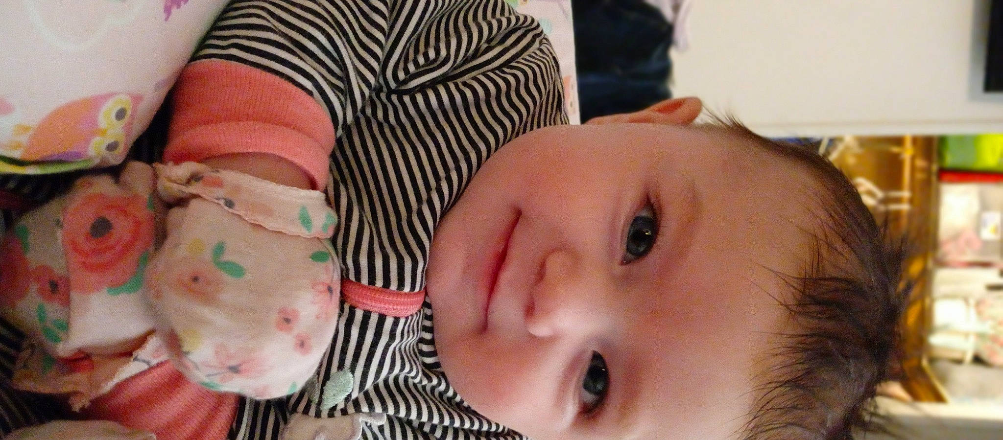 Adaline is registered to the contest to win money with this photo: baby, baby_toddler_clothing, cheek, chin, ear, eye, eyelash, facial_expression, happy, human, human_body, iris, lip, mammal, mouth, nose, person, skin, smile, toddler