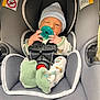 baby, infant, car_seat, pacifier, hat, pajamas, sleepy, straps, child, newborn, cute, indoors, resting, baby_clothes, seat_belt, fabric, close_up, child_seat, sitting, portrait