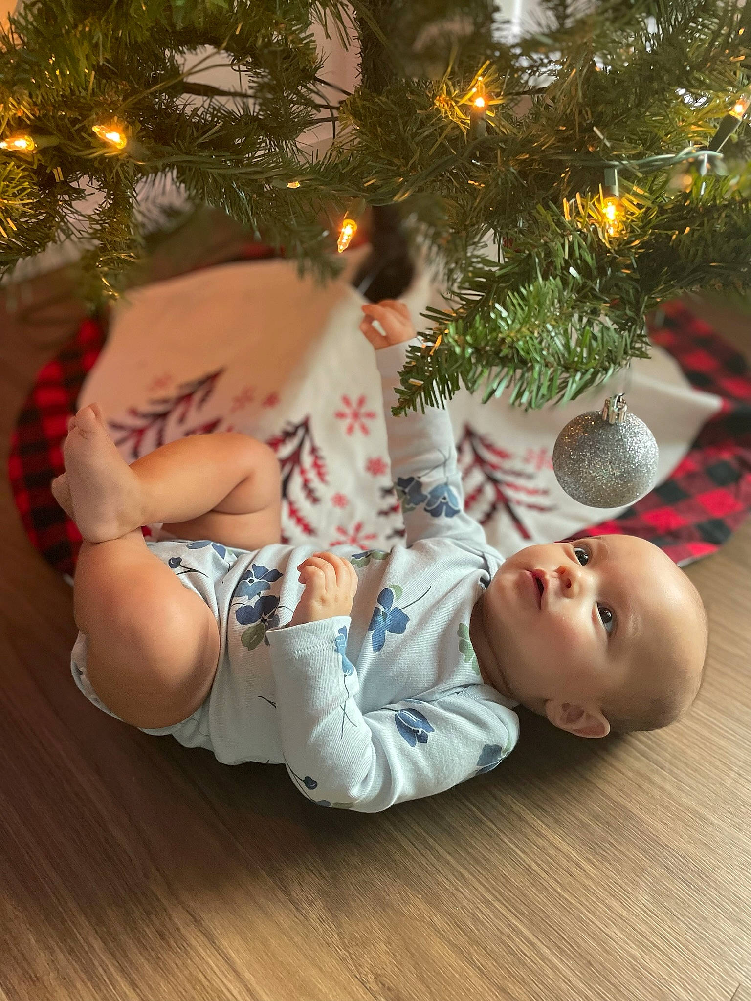 Laiklynn is registered to the contest to win money with this photo: baby, baby_toddler_clothing, beauty, christmas_decoration, christmas_ornament, christmas_tree, comfort, event, facial_expression, fun, happy, holiday, holiday_ornament, human_body, leg, mammal, ornament, people_in_nature, person, toddler