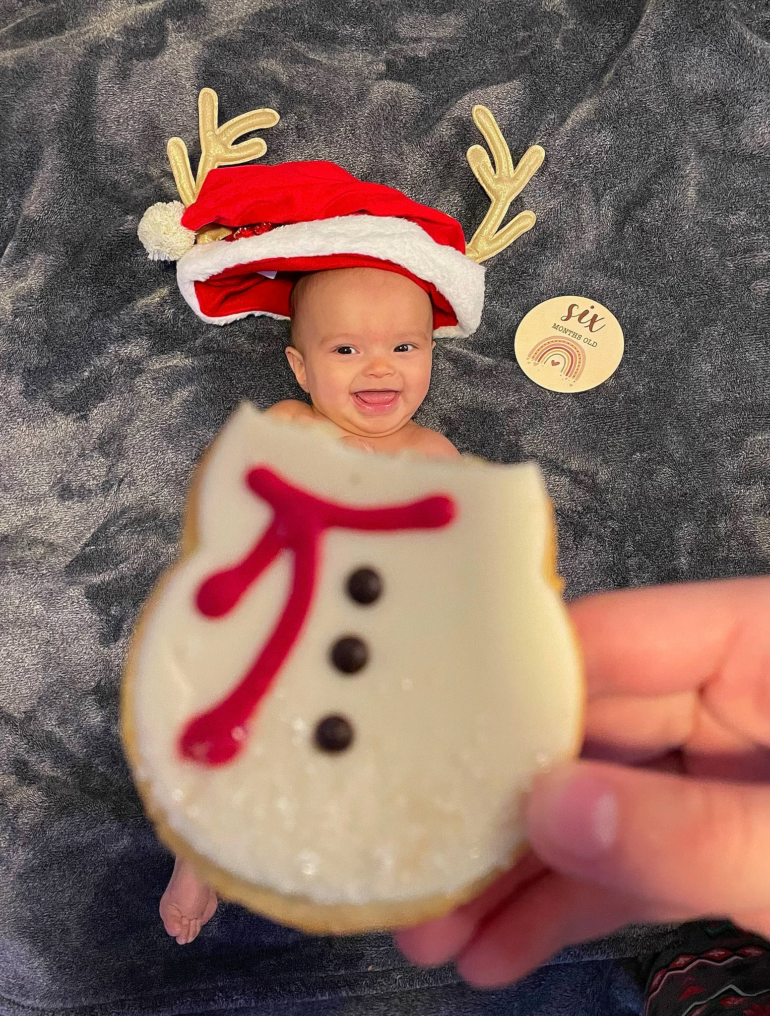 Laiklynn joined the competition — help win amazing prizes! baby_toddler_clothing, carmine, christmas, christmas_decoration, christmas_ornament, comfort_food, costume_hat, doll, event, food, happy, holiday, holiday_ornament, ingredient, joy, ornament, person, smile, snowman, sugar_cake
