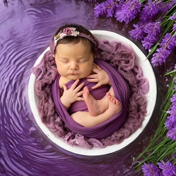 Ariana joined the competition — help win amazing prizes! baby, bathing, blanket, face, flower, head, herbal, herbs, lavender, lilac, newborn, people, person, petal, photography, plant, pool, portrait, purple, sleeping