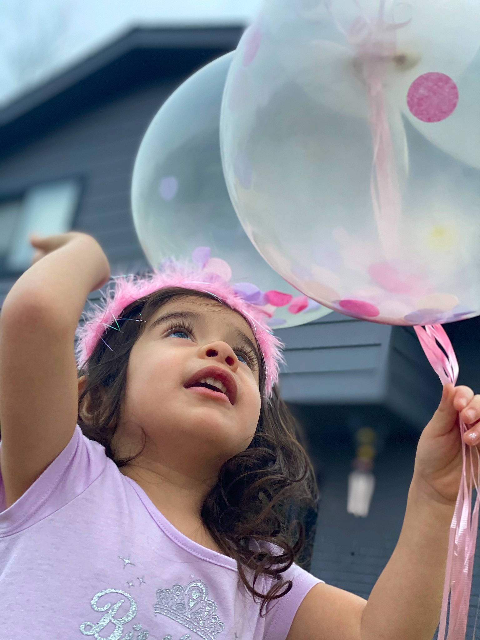Khloe joined the competition — help win amazing prizes! balloon, beauty, child, community, facial_expression, fashion, fun, hairstyle, happy, human, leisure, magenta, party_supply, people, person, photograph, pink, smile, summer, tableware
