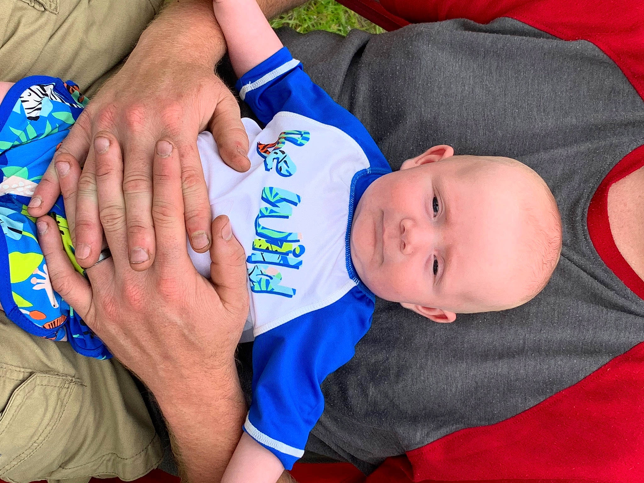 Brentley joined the competition — help win amazing prizes! arm, baby, baby_toddler_clothing, blue, child, clothing, comfort, elbow, finger, fun, gesture, hand, head, human_body, human_leg, nail, person, product, skin, toddler