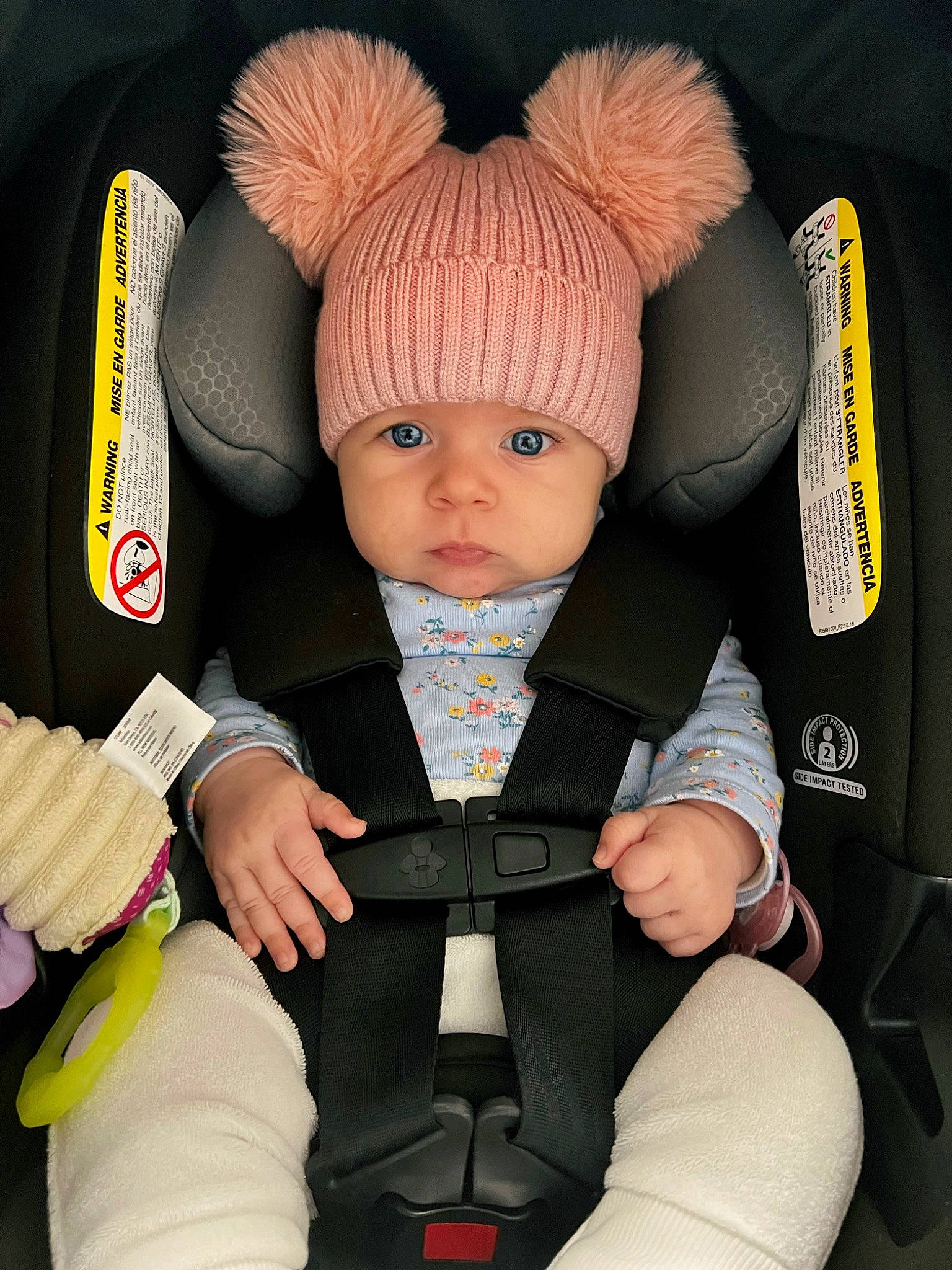 Lilianna joined the competition — help win amazing prizes! baby, baby_carriage, baby_products, baby_toddler_clothing, cap, car_seat, car_seat_cover, chair, comfort, doll, gesture, headgear, headwear, human_body, lap, person, product, seat_belt, stuffed_toy, thumb