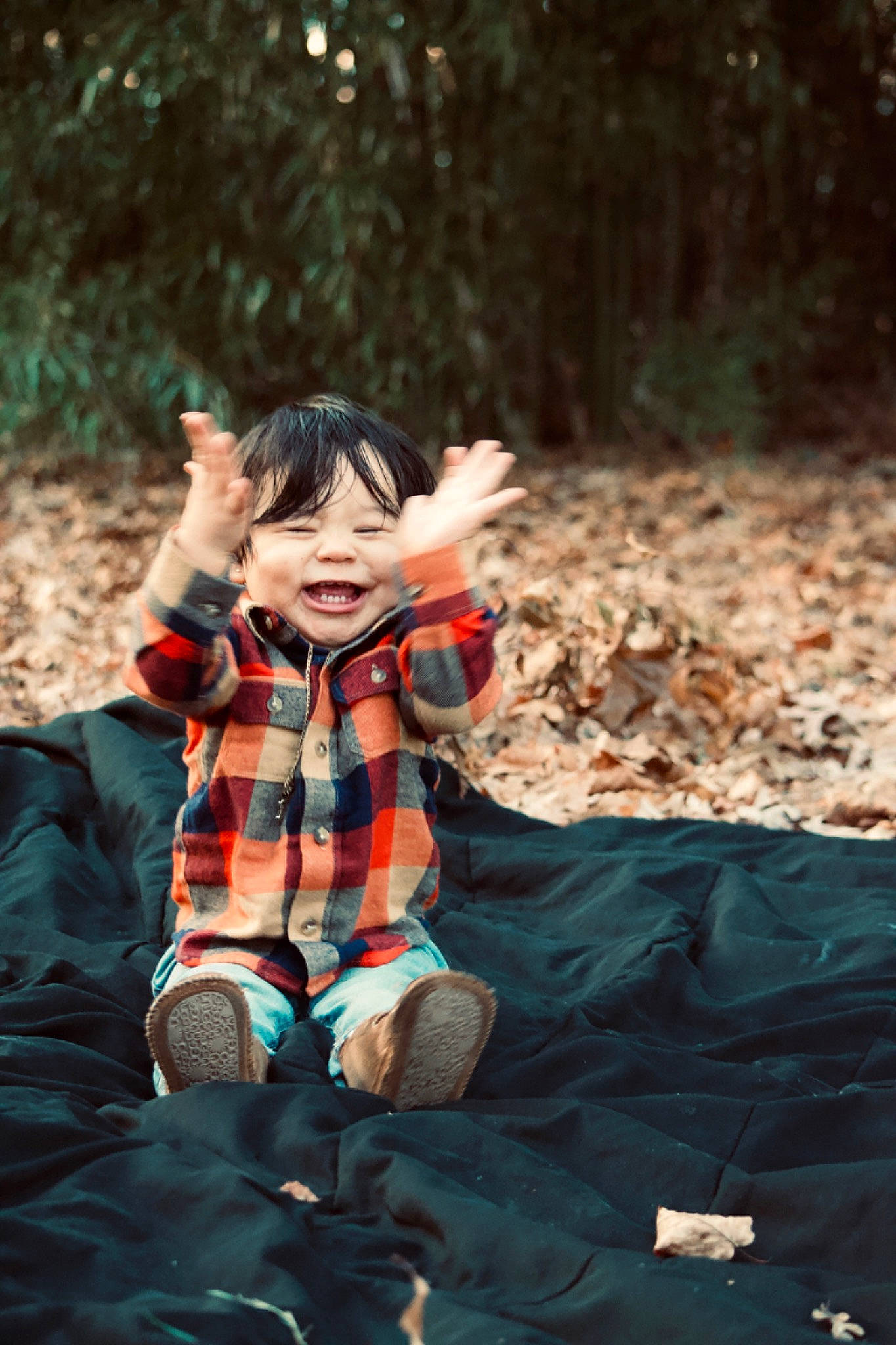 Kymani joined the competition — help win amazing prizes! beauty, child, cool, design, fawn, fun, grass, happy, leaf, pattern, person, photograph, photography, plaid, plant, sitting, smile, stock_photography, sunlight, tartan