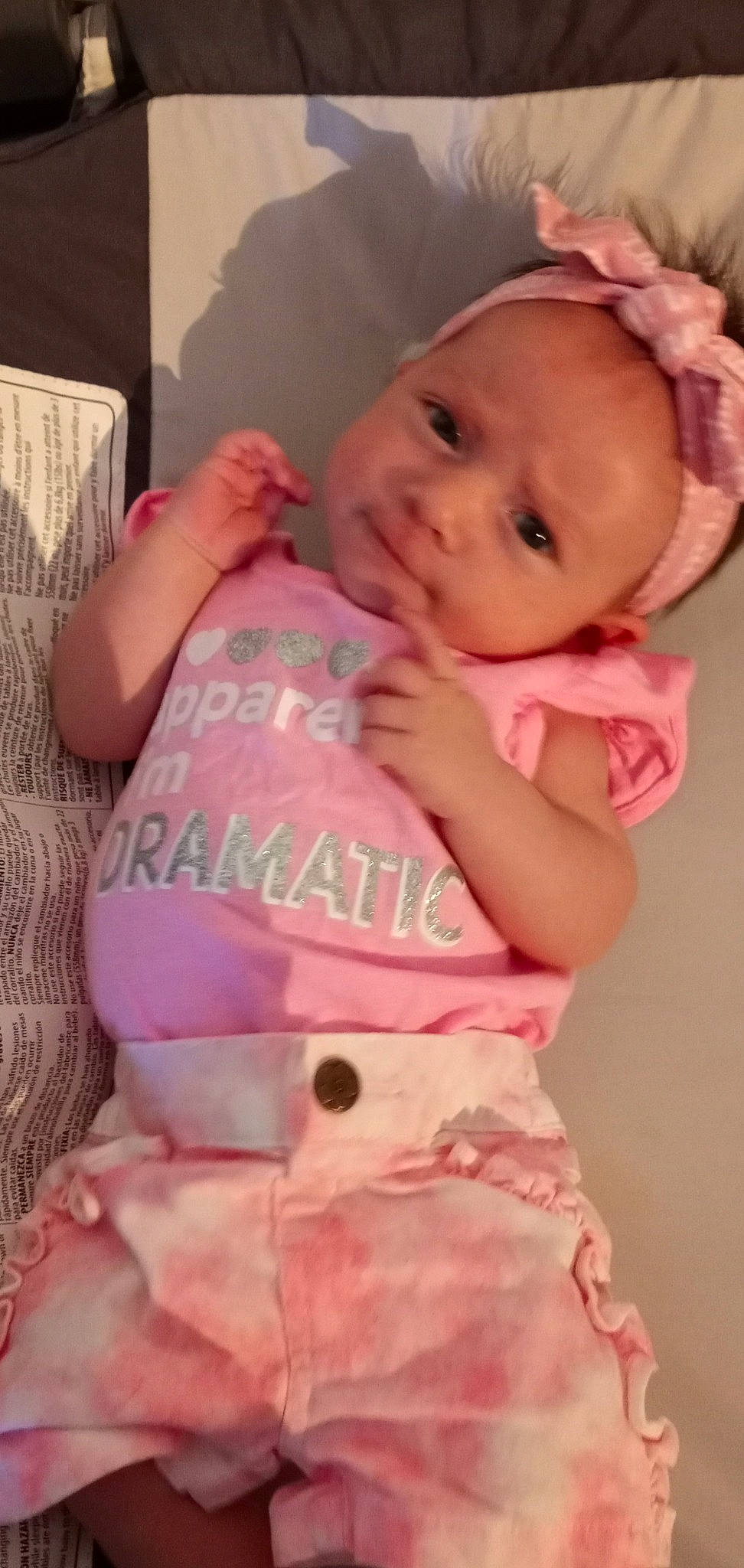 Liliana joined the competition — help win amazing prizes! baby, baby_toddler_clothing, cheek, child, chin, comfort, eye, eyebrow, facial_expression, finger, happy, head, iris, lip, mouth, nose, person, pink, skin, sleeve