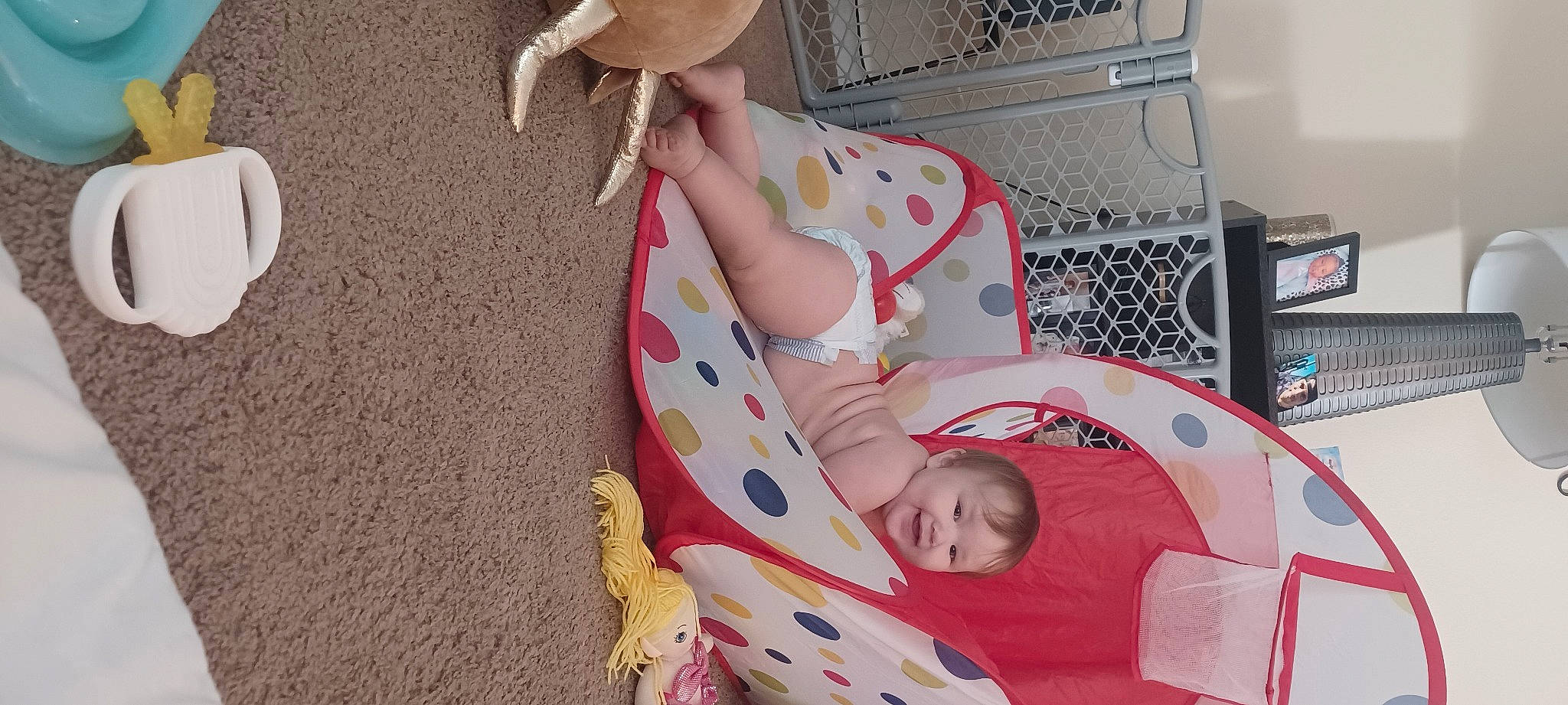 Bobbie joined the competition — help win amazing prizes! baby, baby_toddler_clothing, carmine, child, comfort, cowboy_hat, fashion_accessory, fedora, foot, fun, hat, human_leg, joy, leisure, pattern, person, pink, sitting, sun_hat, thigh