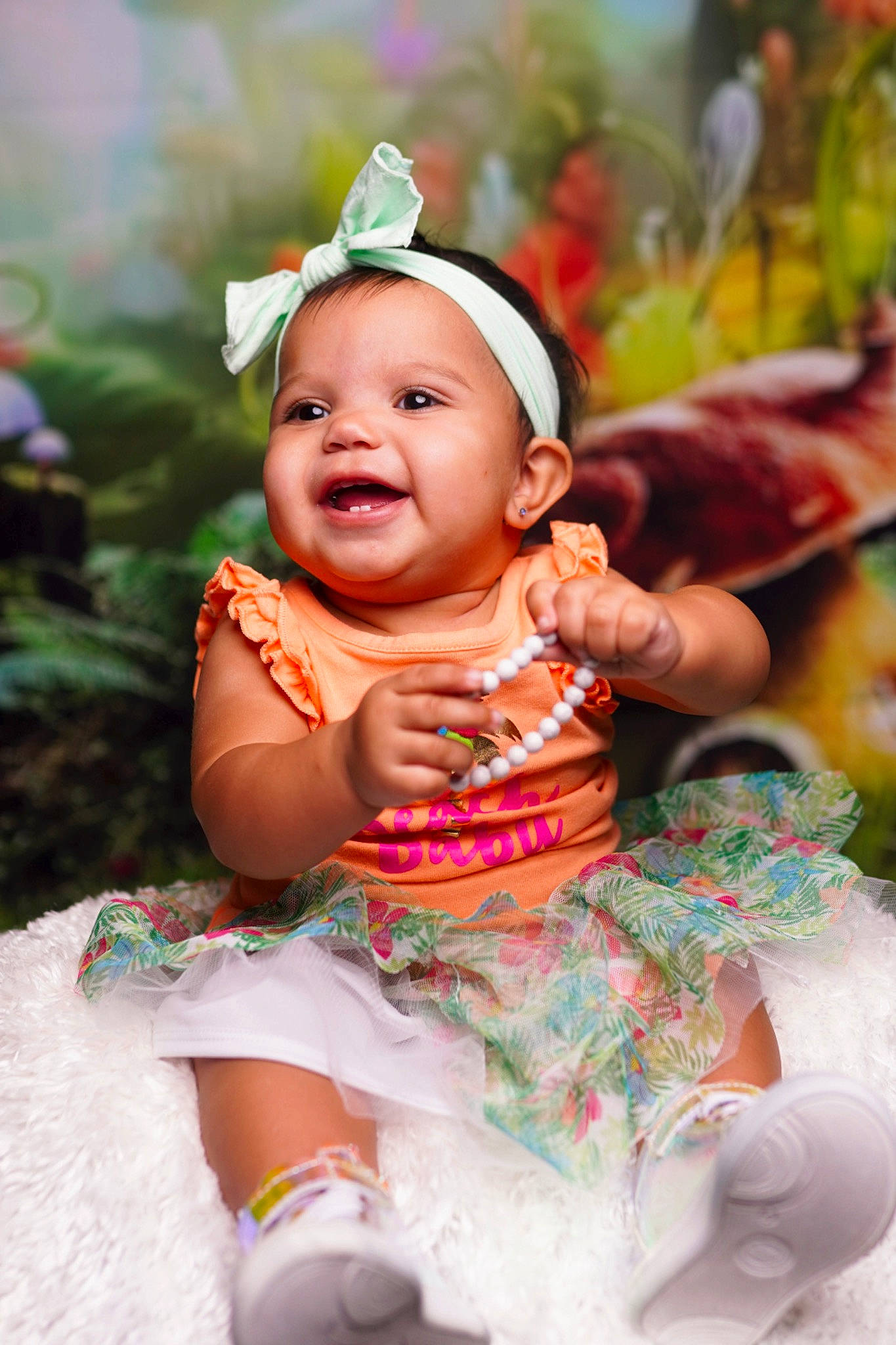 Dmia joined the competition — help win amazing prizes! baby, baby_toddler_clothing, child, event, facial_expression, fun, grass, happy, hat, jewellery, leisure, magenta, necklace, people_in_nature, person, pink, sitting, skin, smile, toddler