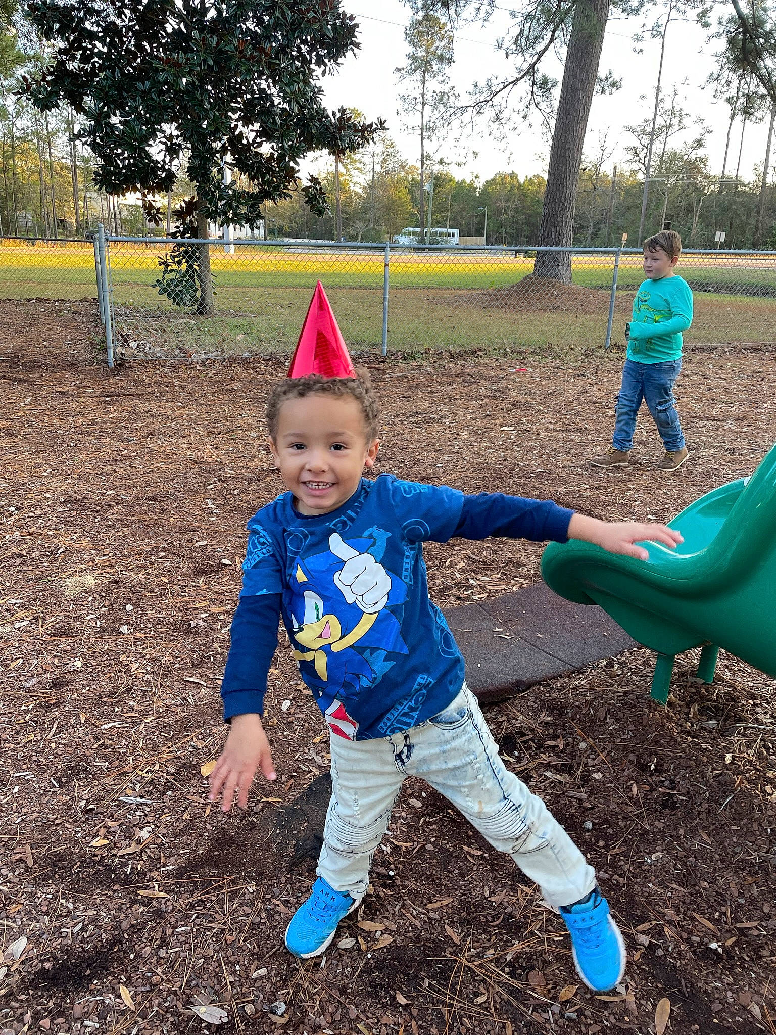 Rylan joined the competition — help win amazing prizes! blue, cap, city, fun, grass, green, happy, hat, joy, leisure, morning, outdoor_play_equipment, people_in_nature, person, plant, playground, public_space, recreation, sky, smile