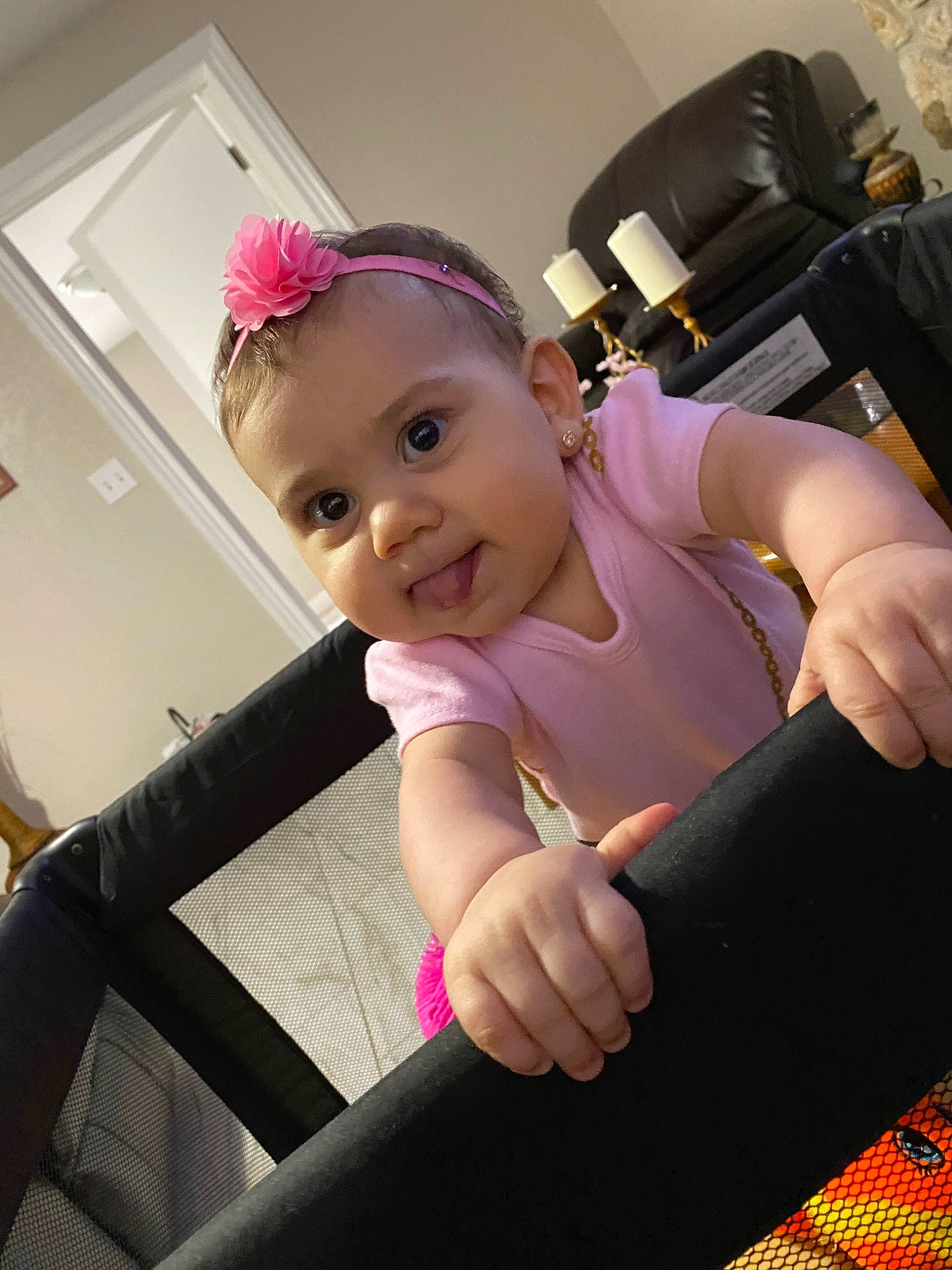 Aurora Alfonso joined the competition — help win amazing prizes! arm, baby, child, ear, eye, joint, leg, person, physical_fitness, pink, product, room, shoulder, skin, sportswear, toddler