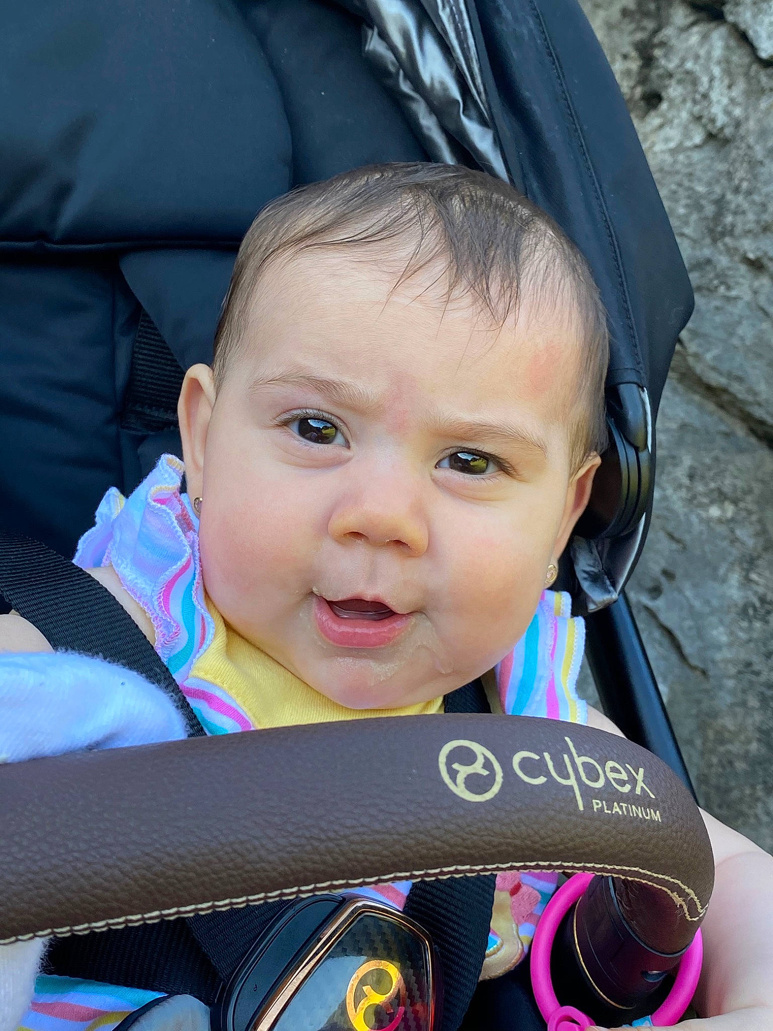 Aurora Alfonso is registered to the contest to win money with this photo: baby, baby_carriage, baby_products, cheek, child, ear, eye, face, facial_expression, forehead, happy, head, iris, nose, people, person, product, skin, smile, toddler