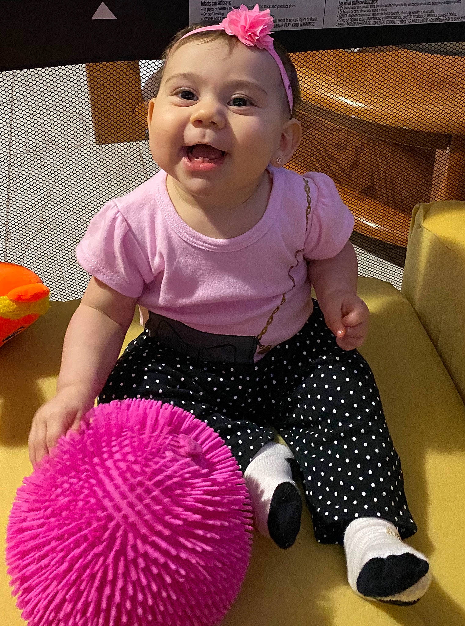Aurora Alfonso joined the competition — help win amazing prizes! baby, baby_toddler_clothing, ball, child, magenta, party, pattern, person, pink, play, purple, smile, toddler