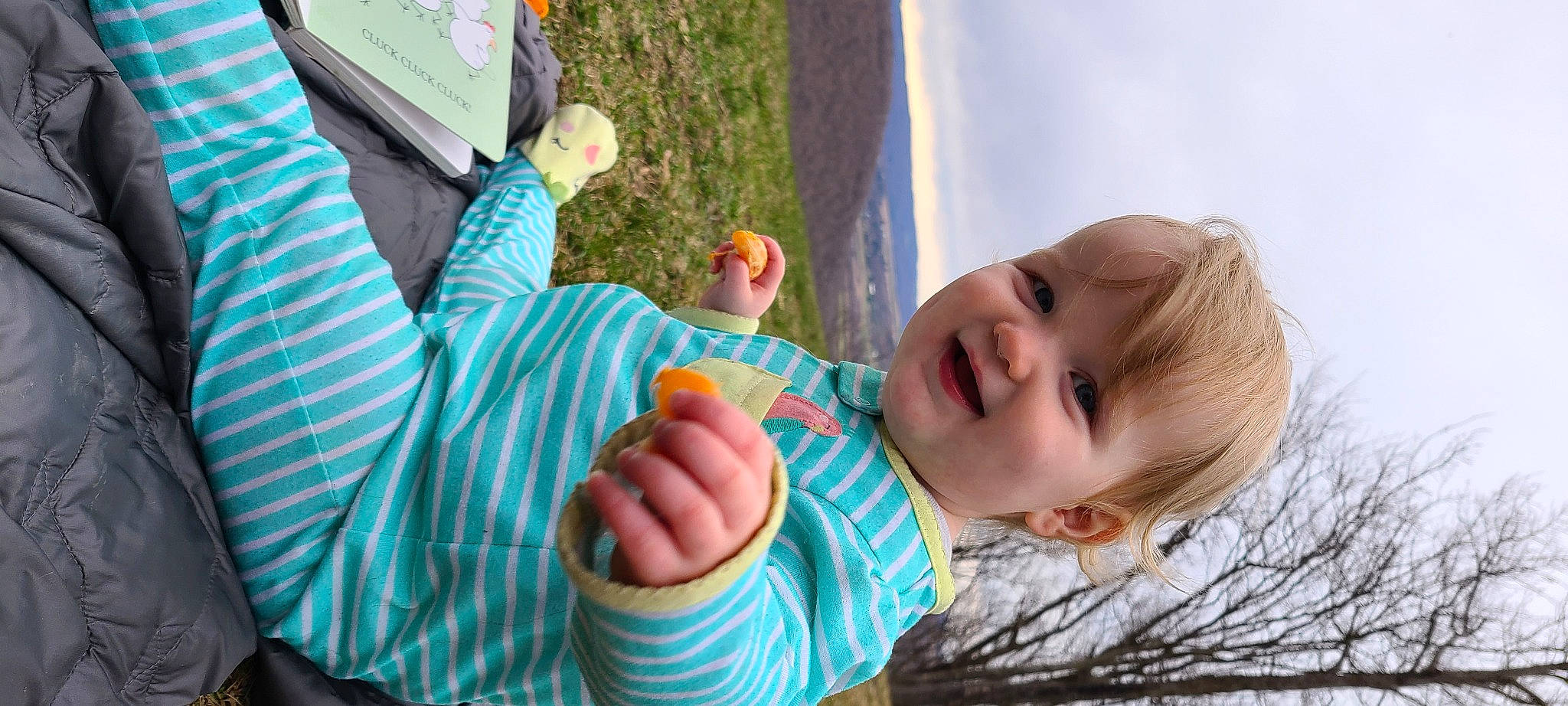 Phoenix is registered to the contest to win money with this photo: arm, azure, finger, gesture, grass, hand, happy, human, joint, leaf, leisure, organ, person, photograph, plant, skin, sky, smile, toddler, tree