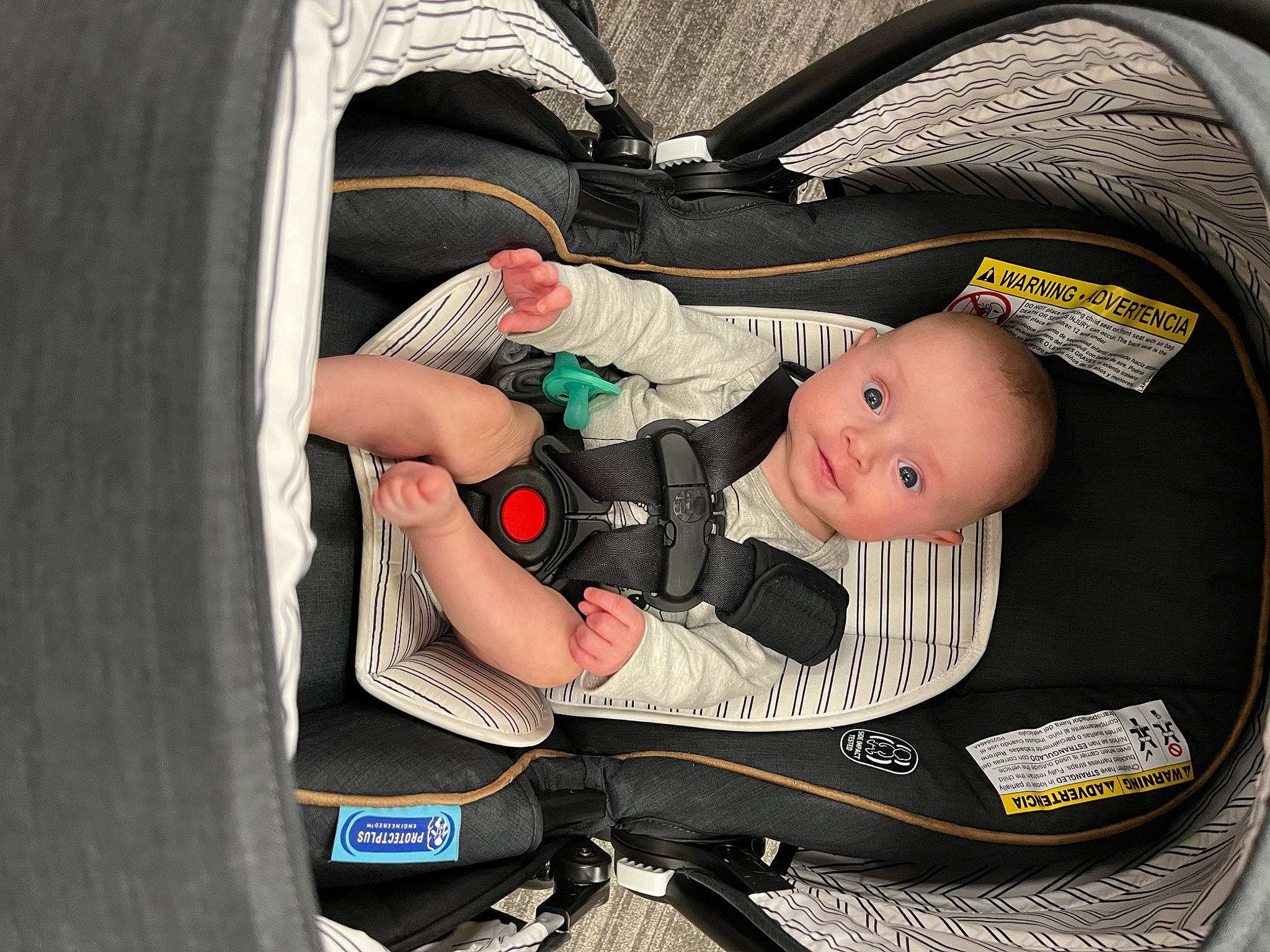 Andy joined the competition — help win amazing prizes! auto_part, automotive_tire, baby, baby_carriage, baby_products, baby_safety, baby_toddler_clothing, bag, baggage, car_seat, carmine, child, comfort, infant_bed, luggage_and_bags, motor_vehicle, pattern, person, sitting, smile