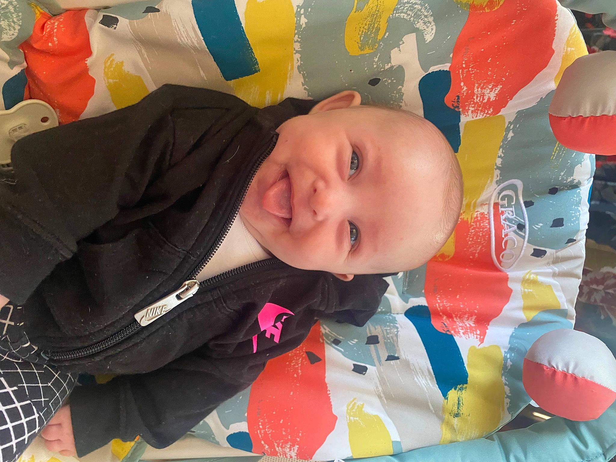 Nova joined the competition — help win amazing prizes! baby, baby_laughing, baby_products, baby_toddler_clothing, baby_toys, cheek, child, fun, happy, leisure, nose, pattern, person, pink, plaid, room, sleeve, smile, tartan, toddler