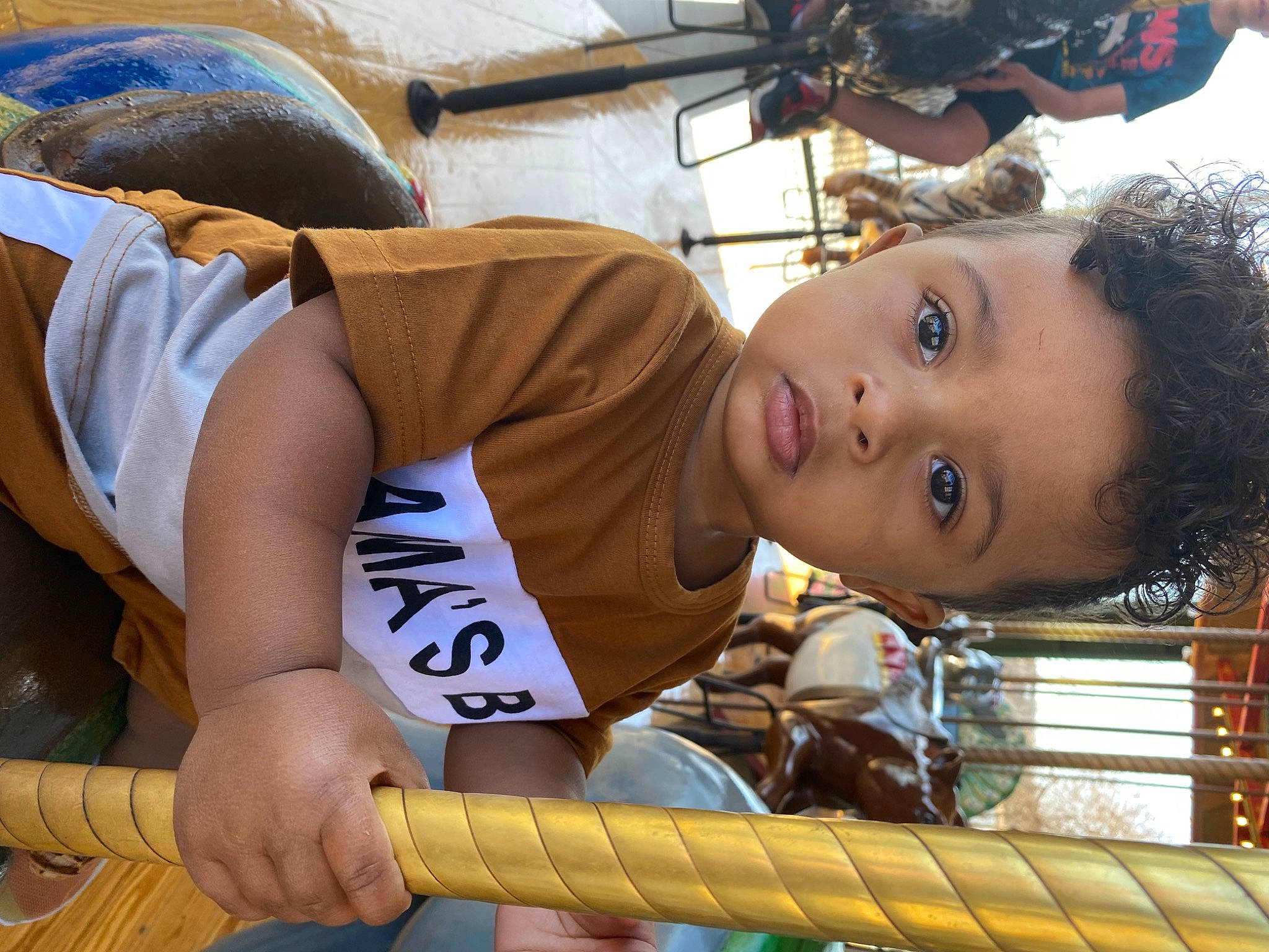 Huxley joined the competition — help win amazing prizes! abdomen, chest, child, elbow, fun, happy, human_leg, knee, leisure, mouth, person, recreation, sitting, sportswear, t_shirt, thigh, toddler, vacation, wood, yellow