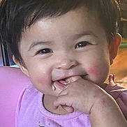 Jaylannie joined the competition — help win amazing prizes! baby, casual, cheeks, child, closeup, cute, expression, face, fun, hand, happy, indoor, person, pink_shirt, playing, portrait, short_hair, smiling, toddler, young_child