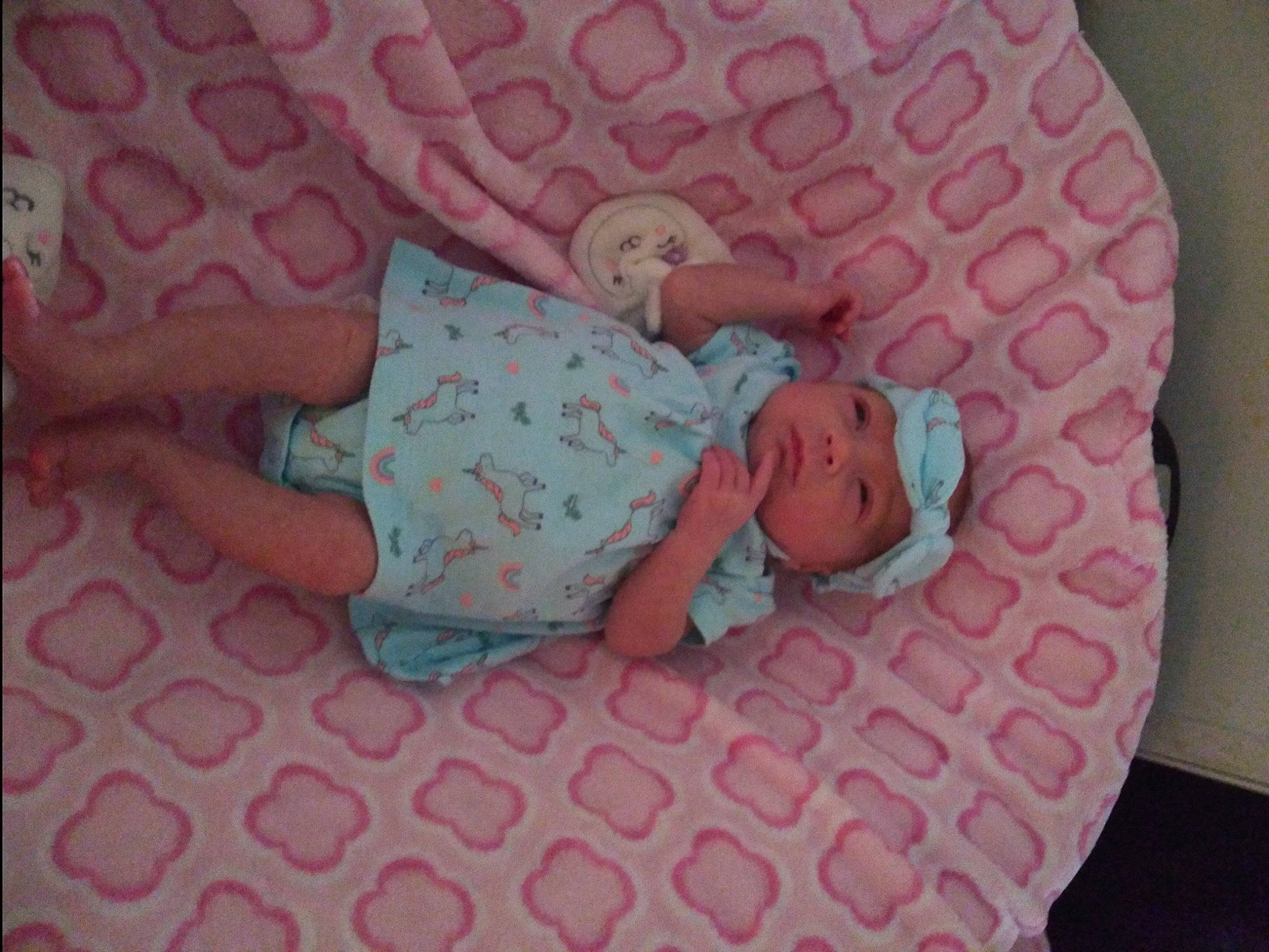 Kiyah joined the competition — help win amazing prizes! baby, bedtime, birth, child, furniture, headwear, linens, person, pink, product, sleep, textile