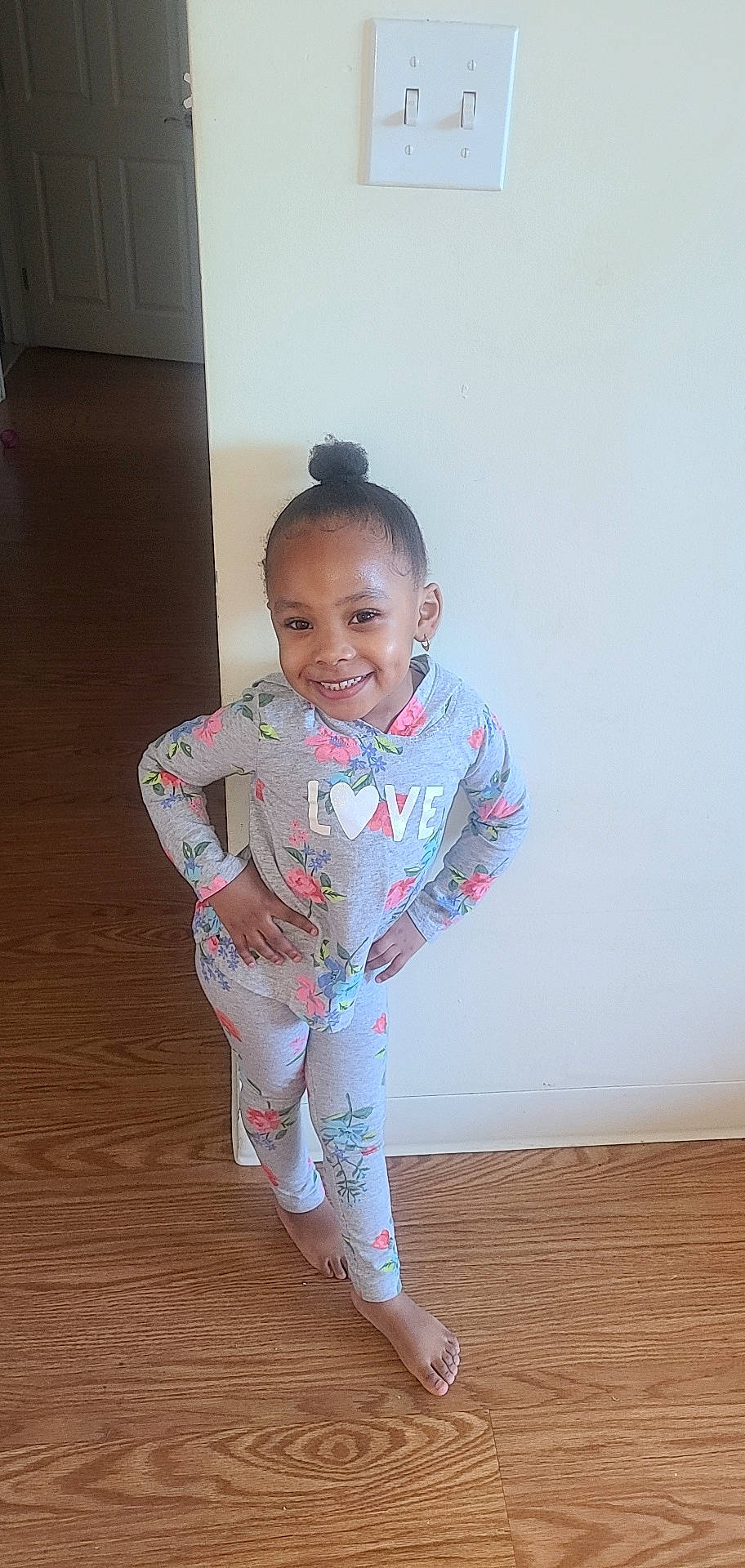 Janae joined the competition — help win amazing prizes! baby, child, joy, pajamas, person, skin, sleeve, smile, standing, toddler