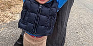 Ryder joined the competition — help win amazing prizes! child, toddler, baby, smiling, hoodie, puffer_vest, holding_hands, adult_hands, walking, outdoor, road, pavement, grass, shoe, croc, black_shoes, pants, portrait, happy, winter_clothing