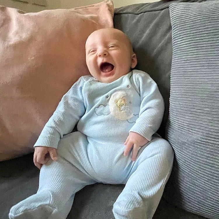 Jayden-John is registered to the contest to win money with this photo: baby, babylaughing, face, happy, head, person, yawning