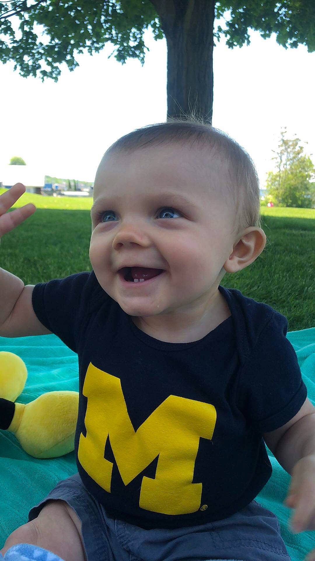 Brendan joined the competition — help win amazing prizes! baby, cheek, child, cool, eye, face, facial_expression, fun, grass, happy, head, joy, leisure, male, nose, person, product, skin, smile, summer