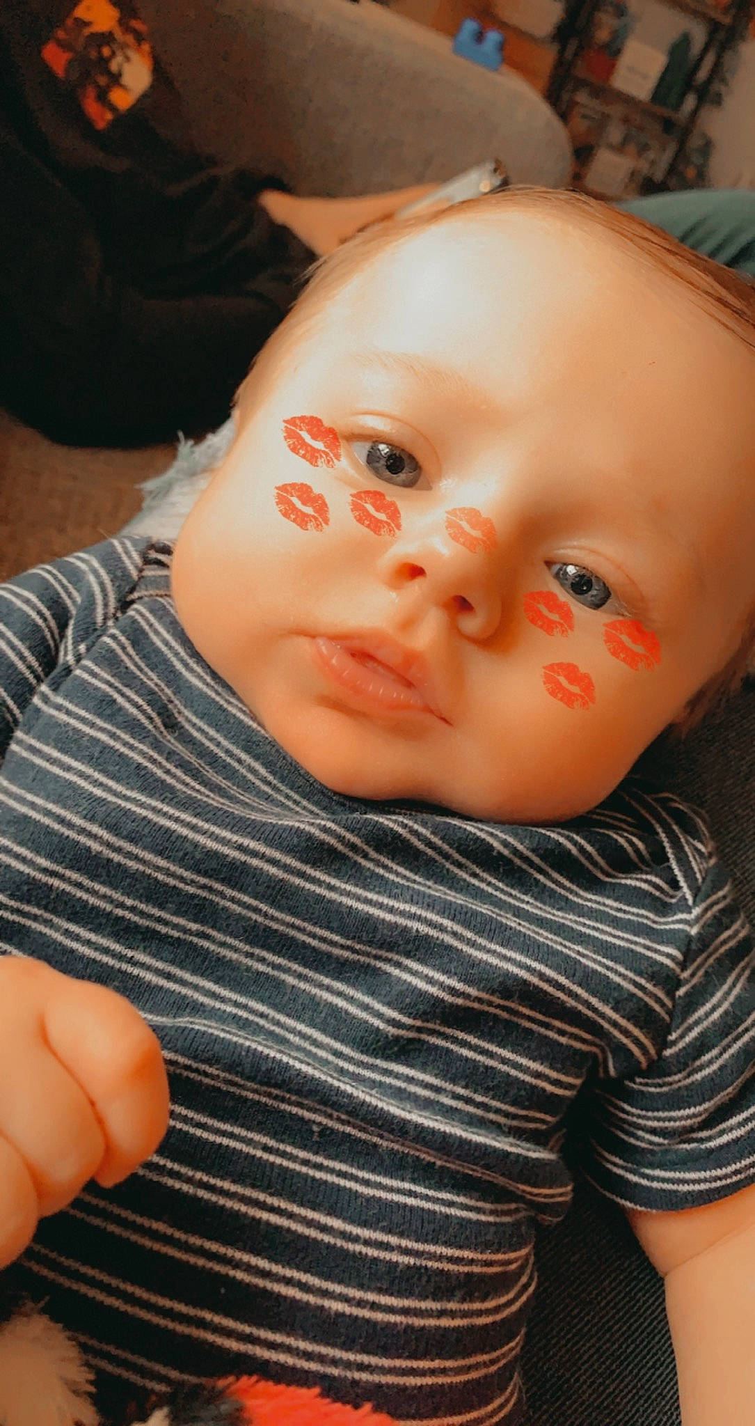 Houston is registered to the contest to win money with this photo: baby, baby_toddler_clothing, cheek, child, eyelash, flesh, forehead, human, iris, lip, nail, peach, person, skin, thumb, toddler