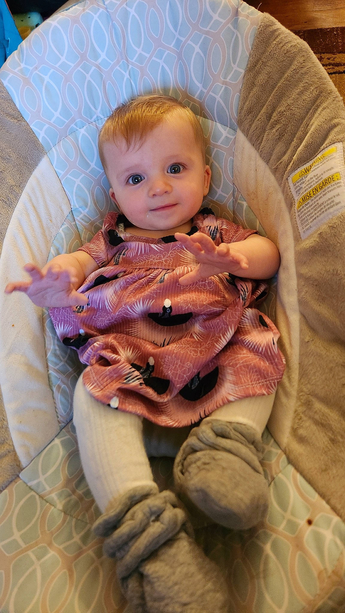 Kasandra joined the competition — help win amazing prizes! abdomen, baby, baby_carriage, baby_products, baby_toddler_clothing, chair, cheek, child, comfort, couch, face, lap, linens, person, room, sitting, skin, smile, stuffed_toy, textile