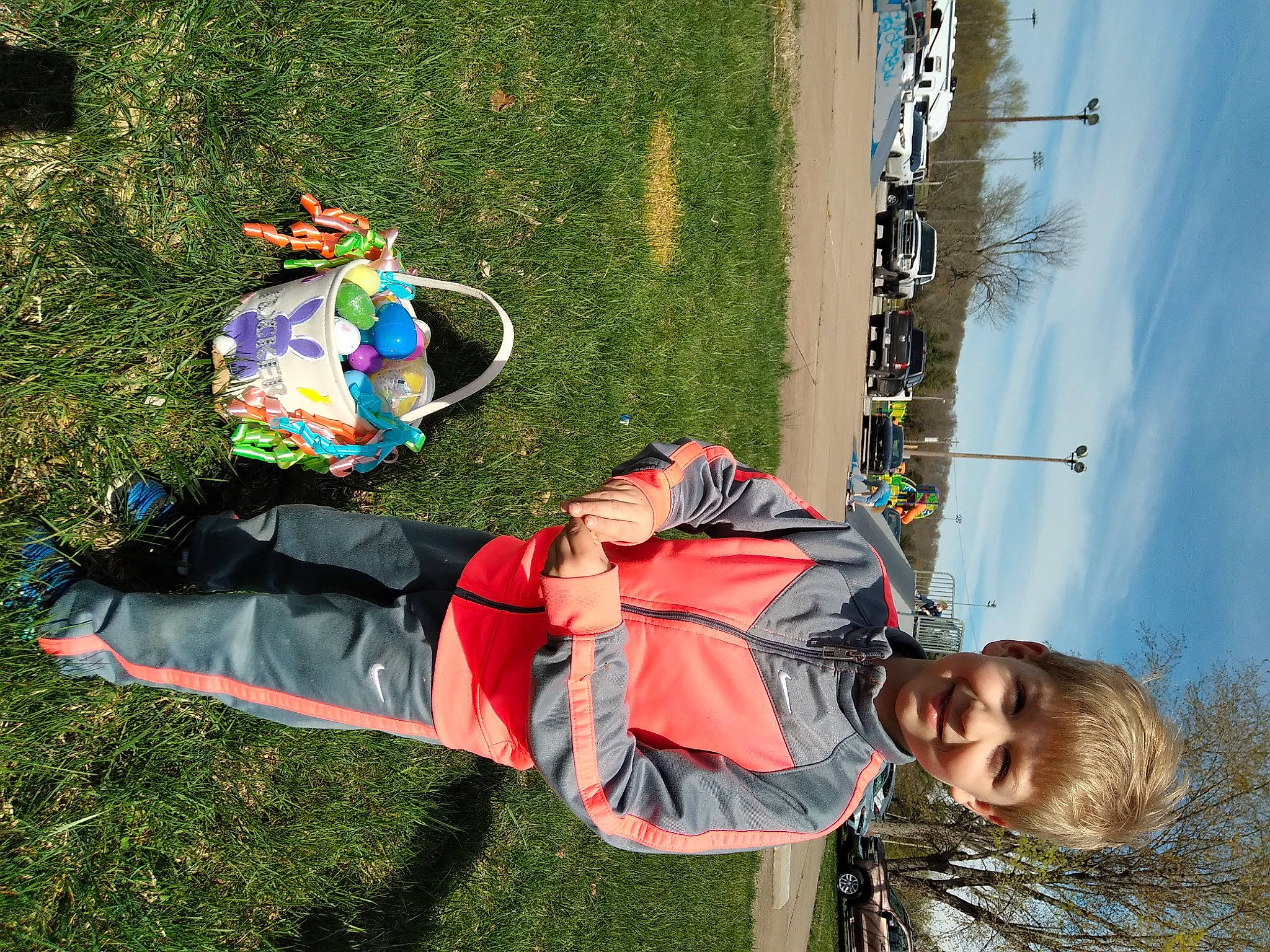 Tucker joined the competition — help win amazing prizes! fun, grass, hat, joy, leisure, people_in_nature, person, plant, pole, recreation, sky, tree