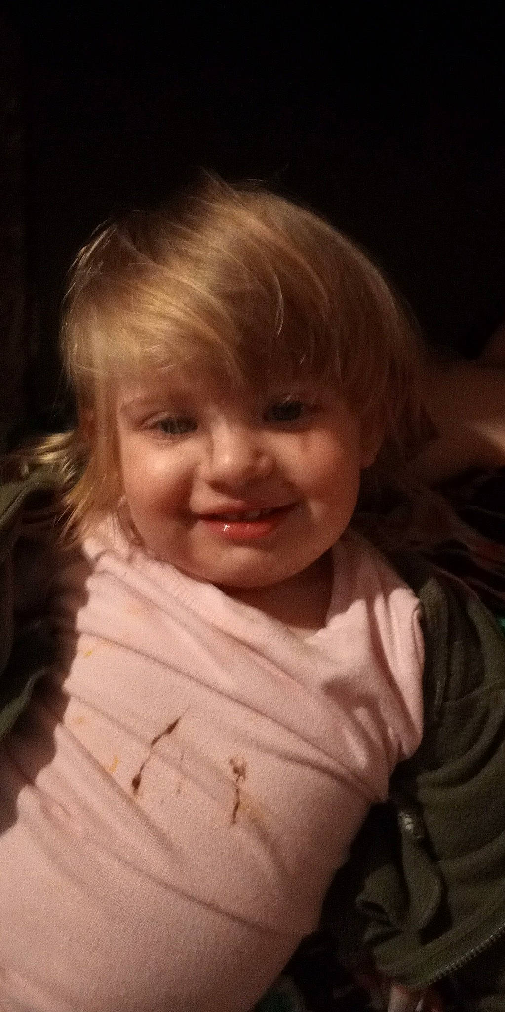 Gabriella is registered to the contest to win money with this photo: baby, bangs, blond, cheek, child, chin, eyebrow, flash_photography, hair, happy, human_body, iris, joy, lip, mouth, nose, person, skin, sleeve, smile