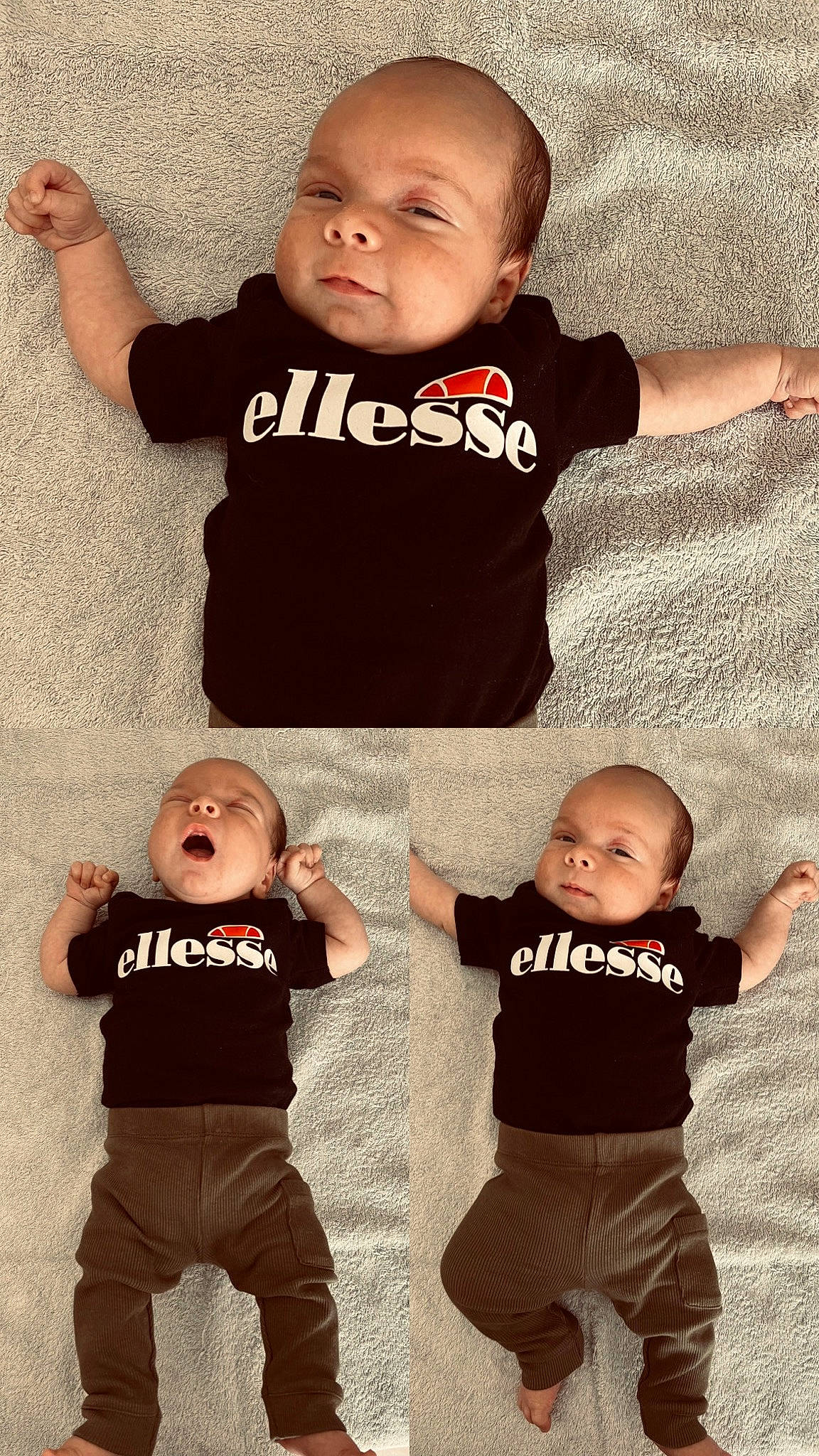 Kayden participe au concours pour gagner de l'argent avec cette photo : arm, baby, baby_toddler_clothing, black, clothing, face, facial_expression, finger, hairstyle, hand, happy, human, mammal, organ, outerwear, person, photograph, product, sleeve, standing