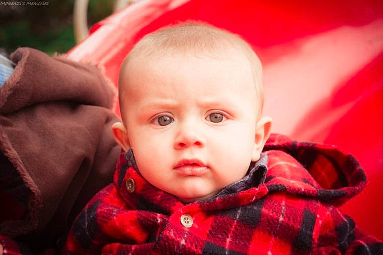 Elijah joined the competition — help win amazing prizes! baby, cheek, child, close_up, design, eye, face, head, human, lip, mouth, nose, pattern, people, person, pink, plaid, portrait_photography, red, skin