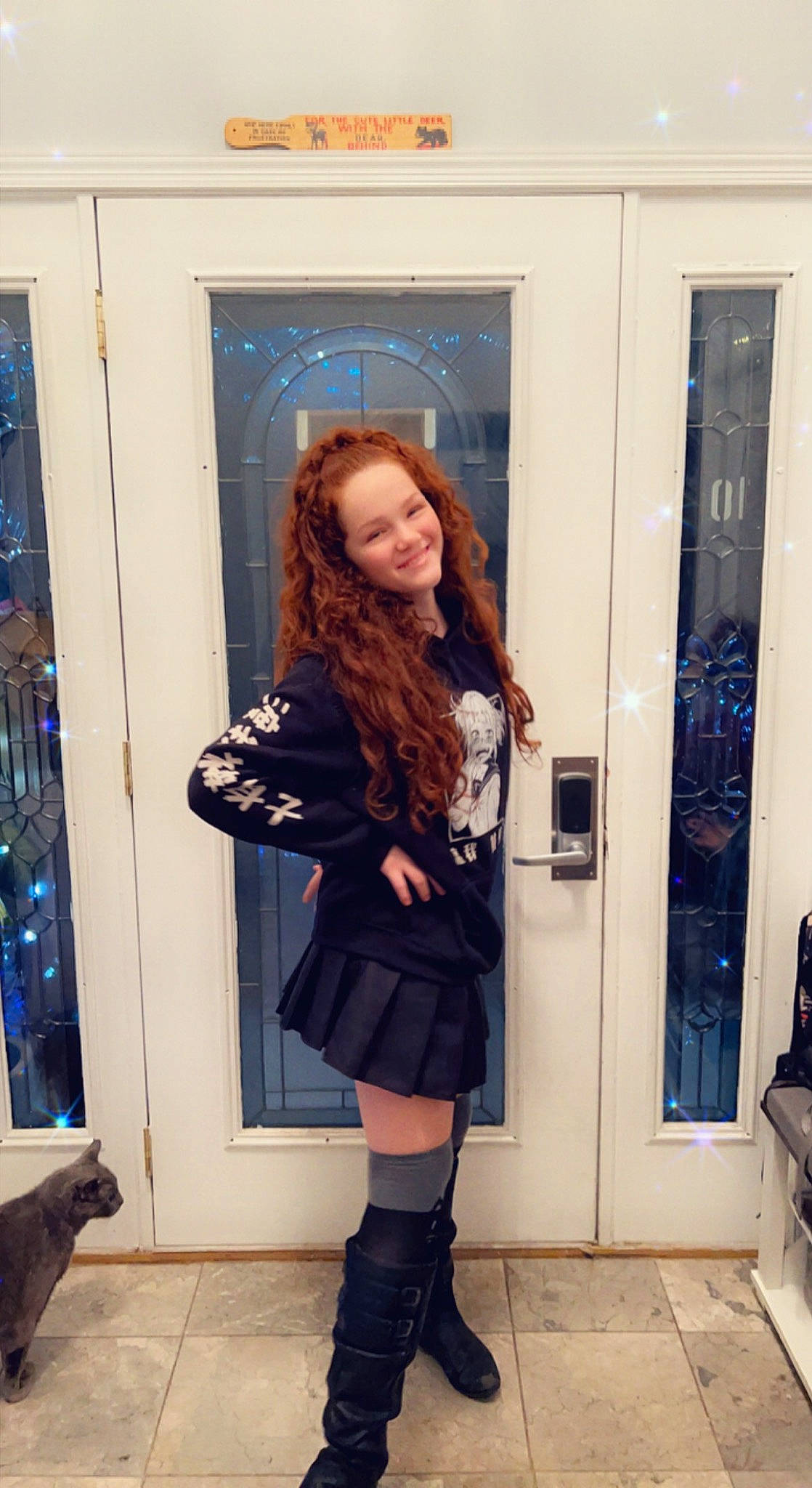 Irelyn joined the competition — help win amazing prizes! beauty, black_hair, blue, electric_blue, eyewear, fashion, fashion_design, joint, joy, knee, long_hair, luggage_and_bags, person, plaid, shoulder, sleeve, standing, style, tartan, thigh