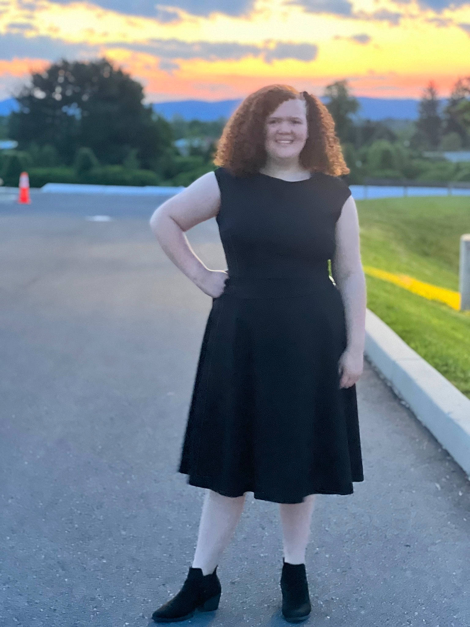 Nevaeh is registered to the contest to win money with this photo: beauty, blond, cloud, day_dress, electric_blue, flash_photography, formal_wear, grass, hair, hairstyle, happy, head, human_leg, joy, knee, person, sky, sleeve, smile, summer