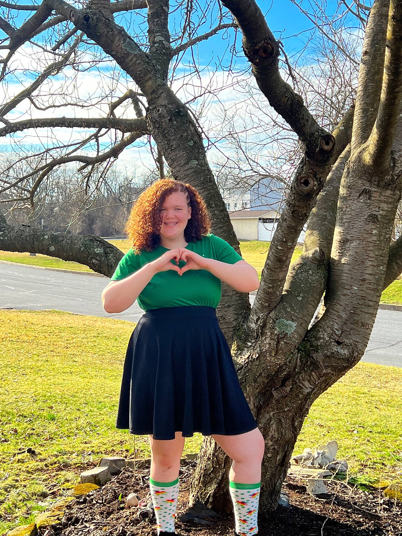 Nevaeh joined the competition — help win amazing prizes! botany, branch, cool, eyewear, flash_photography, grass, happy, joy, knee, leg, nature, people_in_nature, person, plant, shoulder, sky, sunlight, thigh, tree, waist