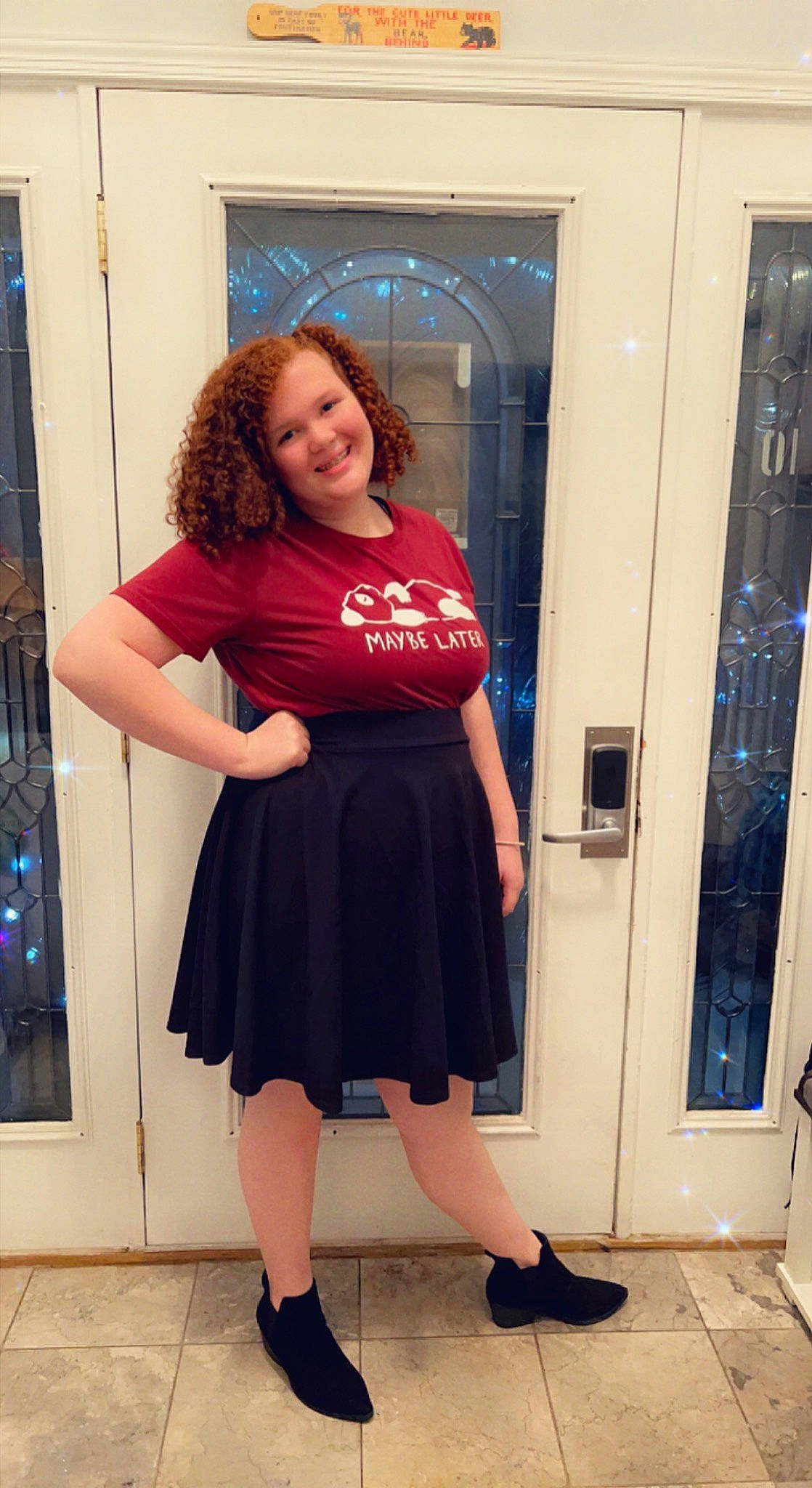 Nevaeh joined the competition — help win amazing prizes! black_hair, clothing, electric_blue, fashion_design, hair, hairstyle, human_leg, joint, joy, knee, leg, long_hair, magenta, person, purple, shoe, shoulder, sleeve, smile, thigh