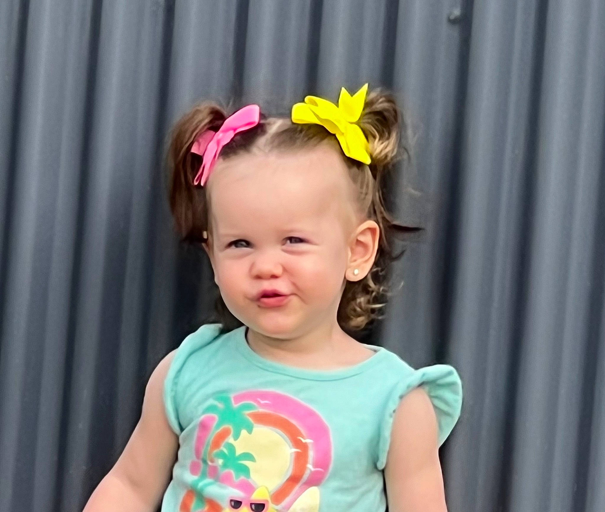 Charlyte joined the competition — help win amazing prizes! baby, baby_toddler_clothing, child, curtain, dress, eyelash, fun, happy, head, headband, headgear, headpiece, iris, jewellery, neck, person, pink, sleeve, smile, t_shirt