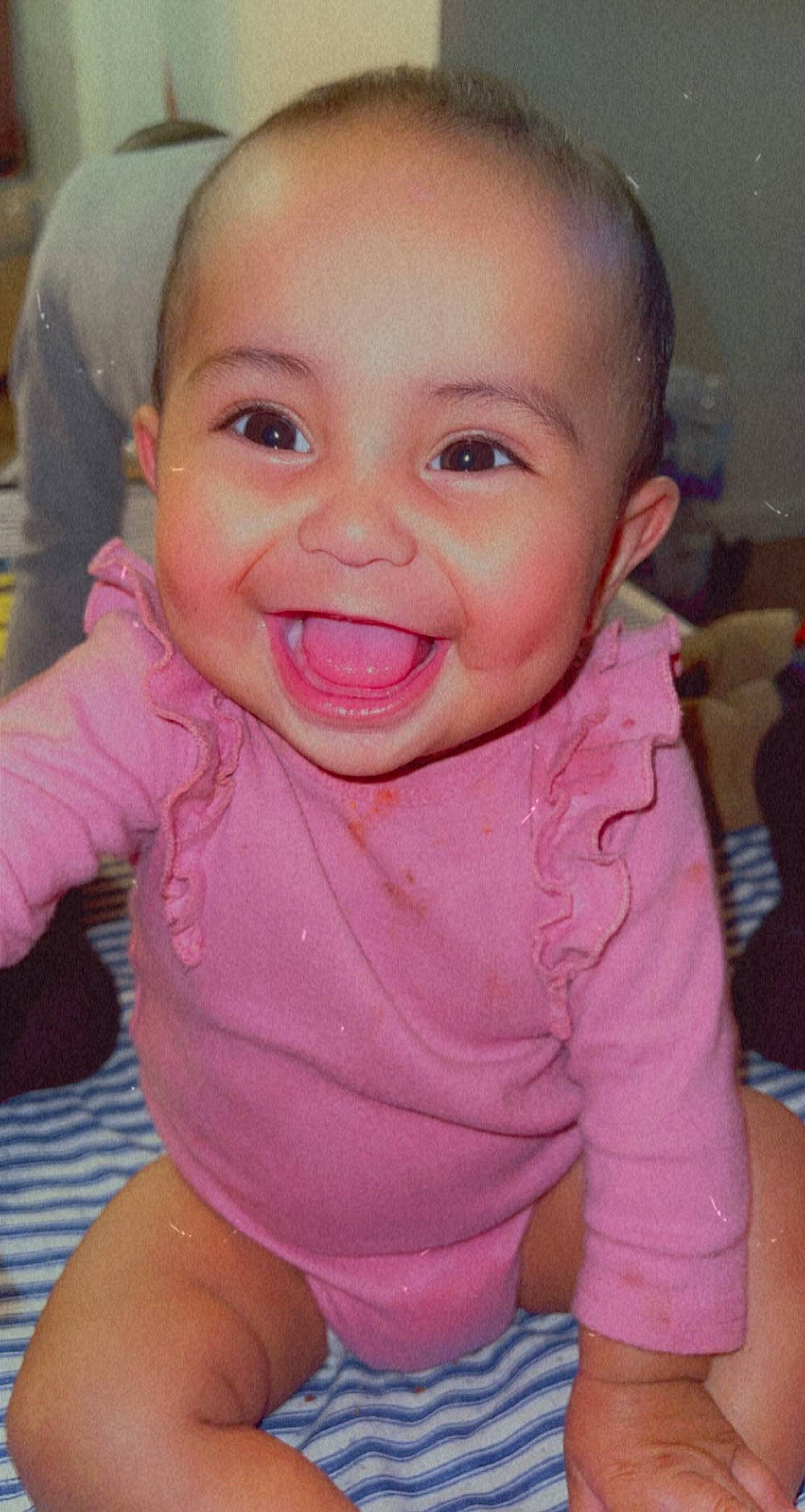 Esmeralda joined the competition — help win amazing prizes! baby_toddler_clothing, cheek, chin, ear, eyebrow, eyelash, finger, forehead, gesture, happy, human_body, iris, joy, lip, mouth, neck, nose, person, pink, skin