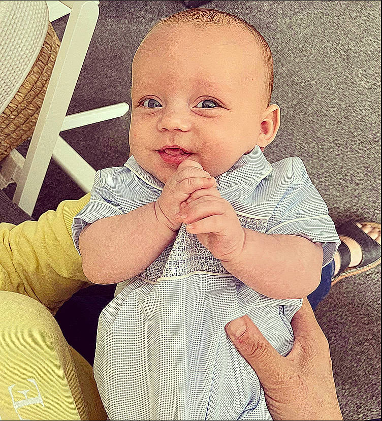 Barney is registered to the contest to win money with this photo: baby, baby_sleeping, baby_toddler_clothing, cheek, child, comfort, cool, eyelash, finger, gesture, hand, happy, iris, lip, mouth, nose, pattern, person, sleeve, thumb