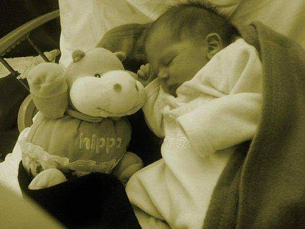 Liam participe au concours pour gagner de l'argent avec cette photo : baby, baby_sleeping, bedtime, cheek, comfort, fur, gesture, happy, human_body, linens, monochrome, monochrome_photography, nose, person, plush, room, stuffed_toy, teddy_bear, thumb, toddler