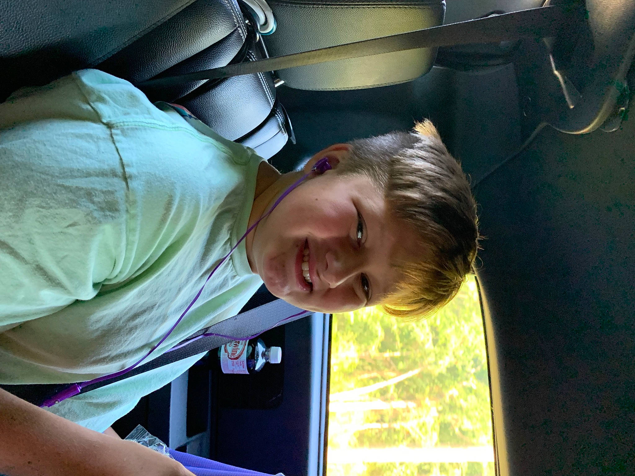 Preston joined the competition — help win amazing prizes! auto_part, automotive_exterior, automotive_lighting, automotive_wheel_system, bumper, comfort, elbow, flash_photography, fun, happy, joy, leisure, luxury_vehicle, person, sitting, smile, tree, vehicle_door, window