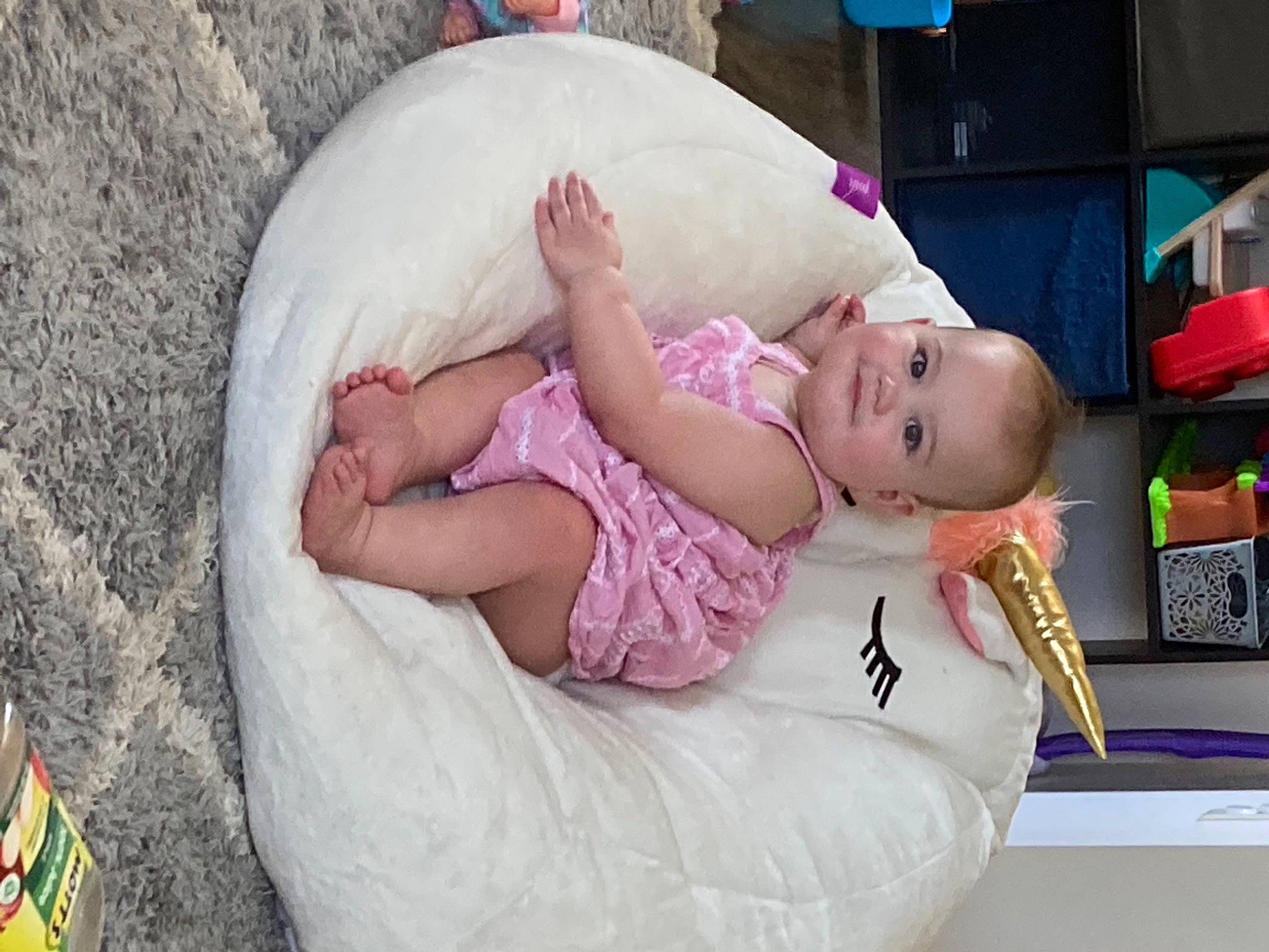 Brynn joined the competition — help win amazing prizes! baby, baby_products, baby_toddler_clothing, child, comfort, dress, event, eye, fun, grass, happy, hat, joy, linens, magenta, mammal, person, pink, room, sitting