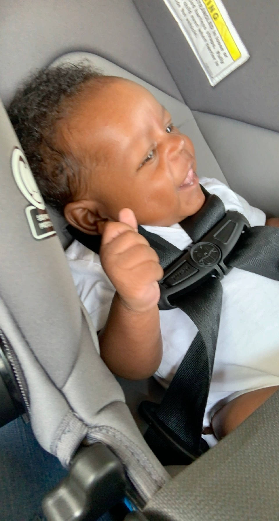 Jair joined the competition — help win amazing prizes! baby, baby_in_car_seat, baby_products, baby_toddler_clothing, car_seat, child, comfort, cool, finger, fun, gesture, happy, nail, nose, person, seat_belt, sitting, skin, smile, thumb