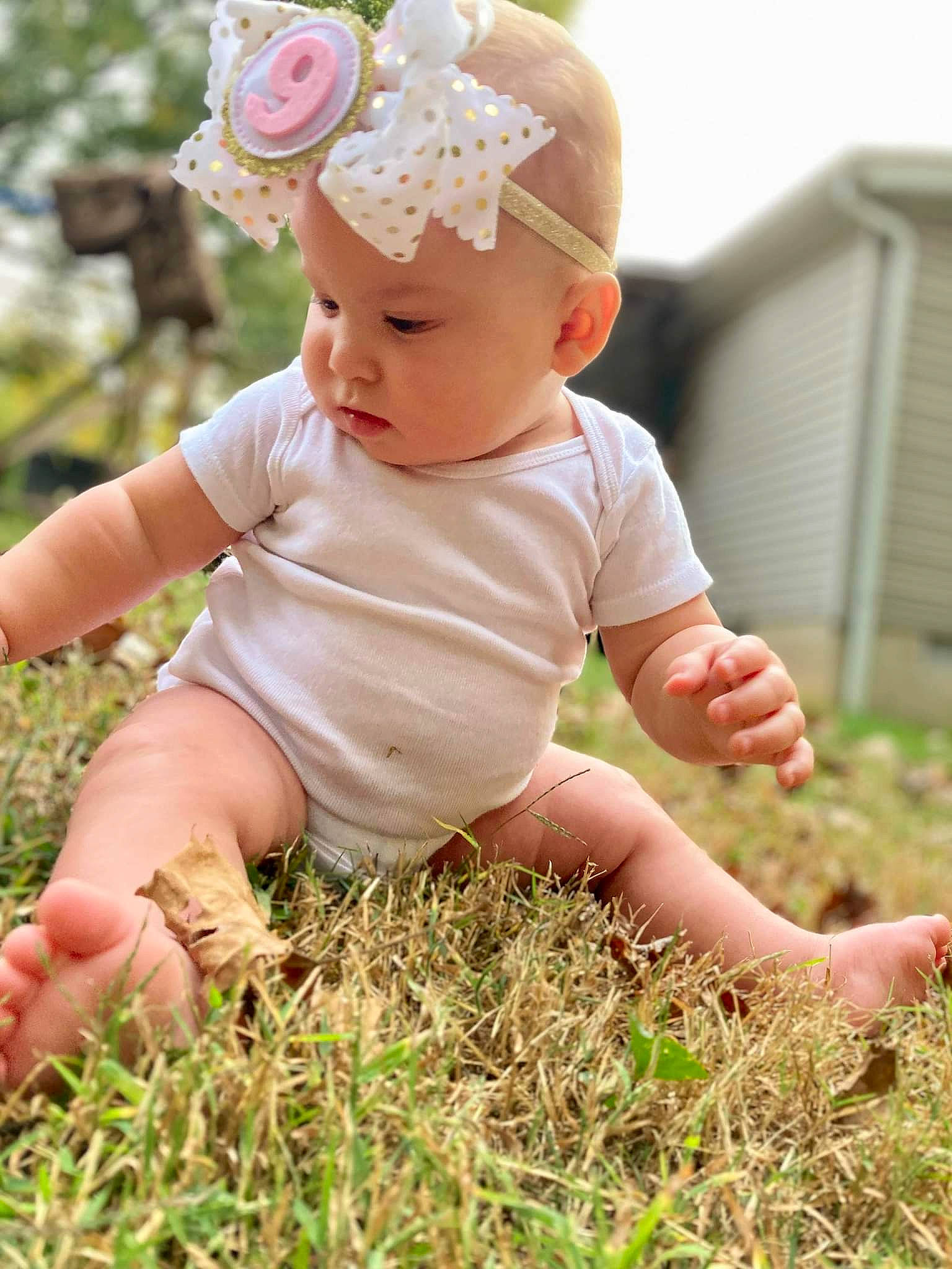 Pheonix joined the competition — help win amazing prizes! baby, baby_toddler_clothing, child, fashion_accessory, finger, grass, happy, hat, headband, headpiece, headwear, people_in_nature, person, petal, plant, rose, sitting, skin, sleeve, summer
