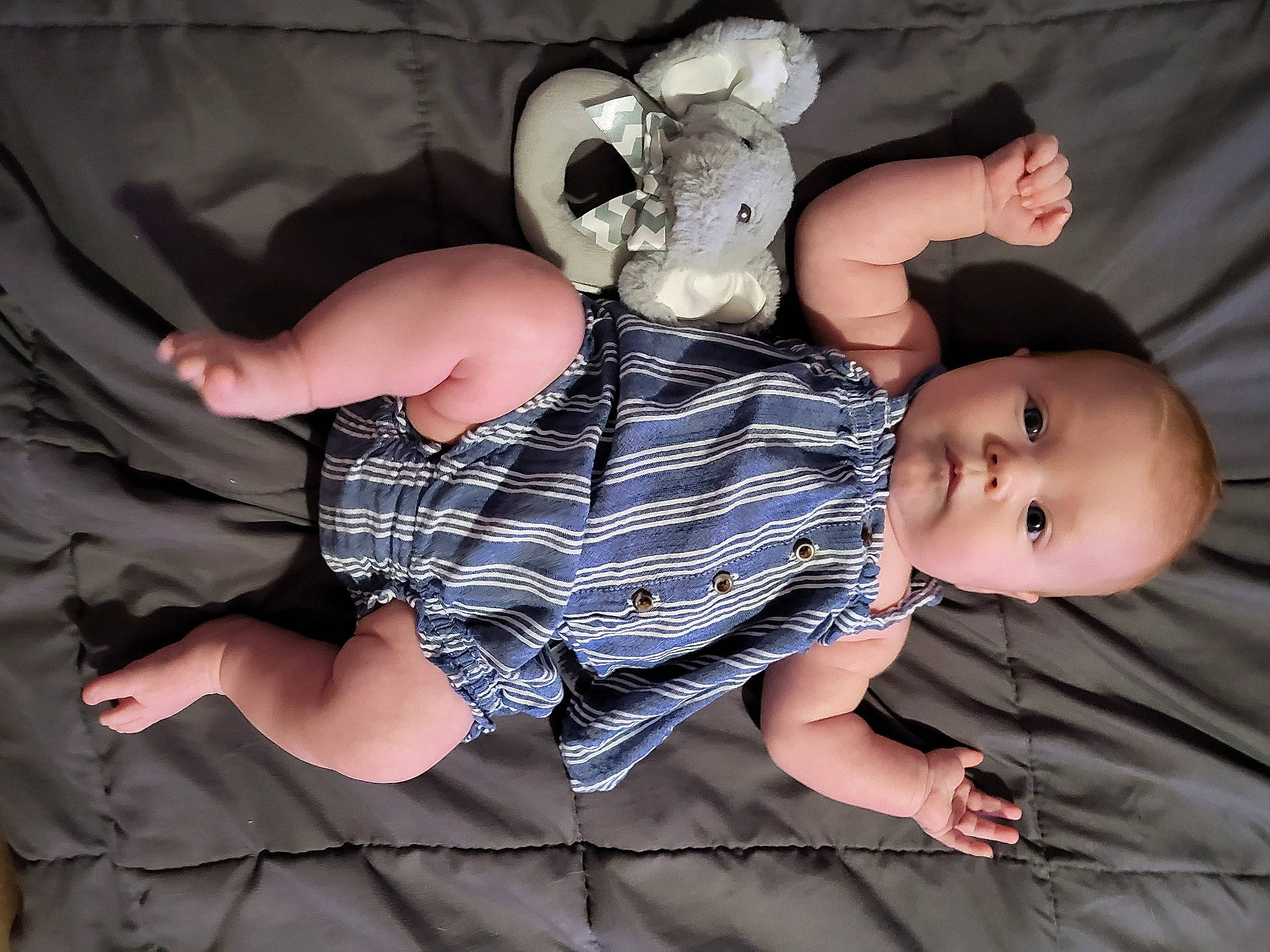 Jade joined the competition — help win amazing prizes! baby, baby_toddler_clothing, child, comfort, finger, flash_photography, foot, fun, gesture, happy, human_body, human_leg, lap, leg, pattern, person, plaid, sitting, t_shirt, thigh