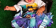 Yaziila is registered to the contest to win money with this photo: artificial_grass, birthday, celebration, child, colorful_clothing, crying, cushion, earrings, emotional, expression, footwear, hair_buns, indoor, person, portrait, sitting, toddler, tutu, upset, young_child